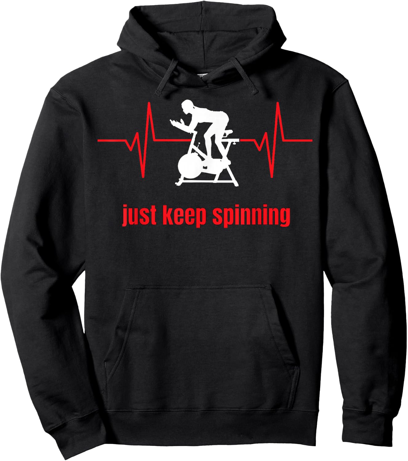 Just Keep Spinning Ekg Woman's Spin Cycle Workout Hoodie - Hoodie | Black