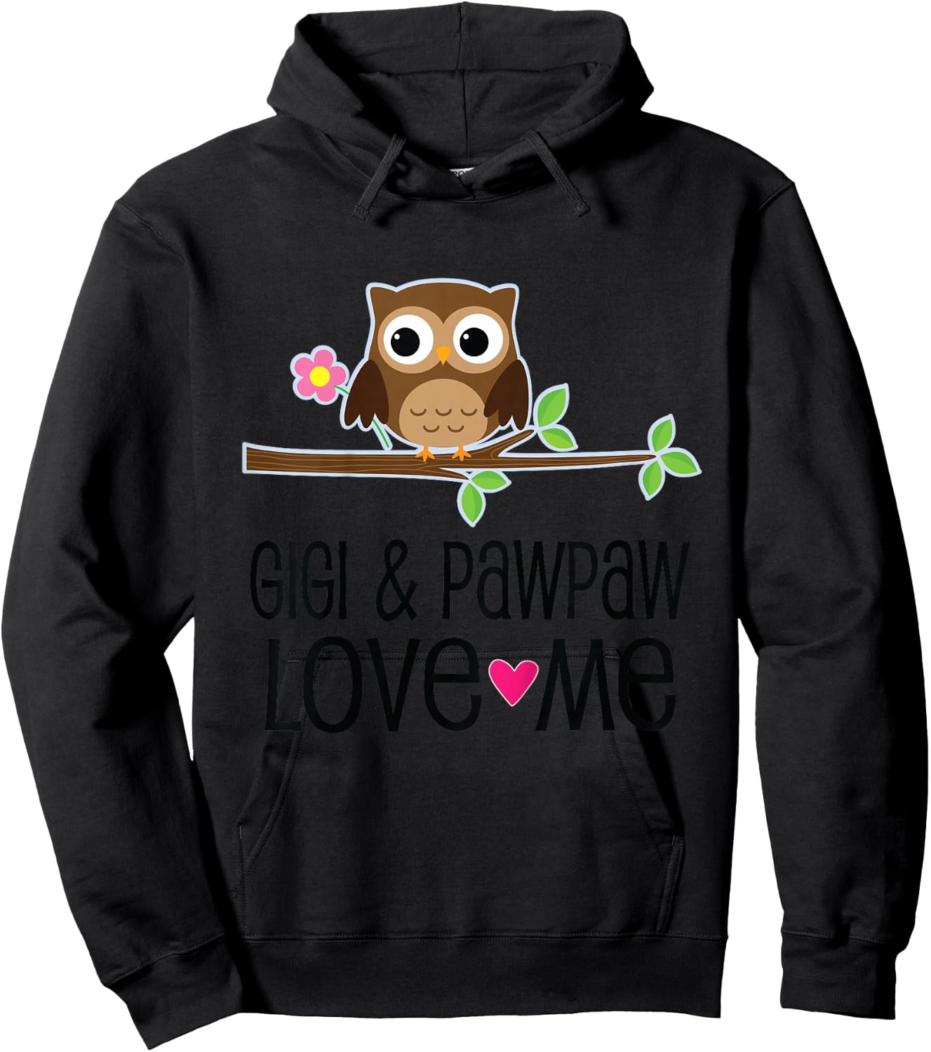 Kids Gigi and Pawpaw Love Me Grandchild Owl Hoodie - Hoodie | Black