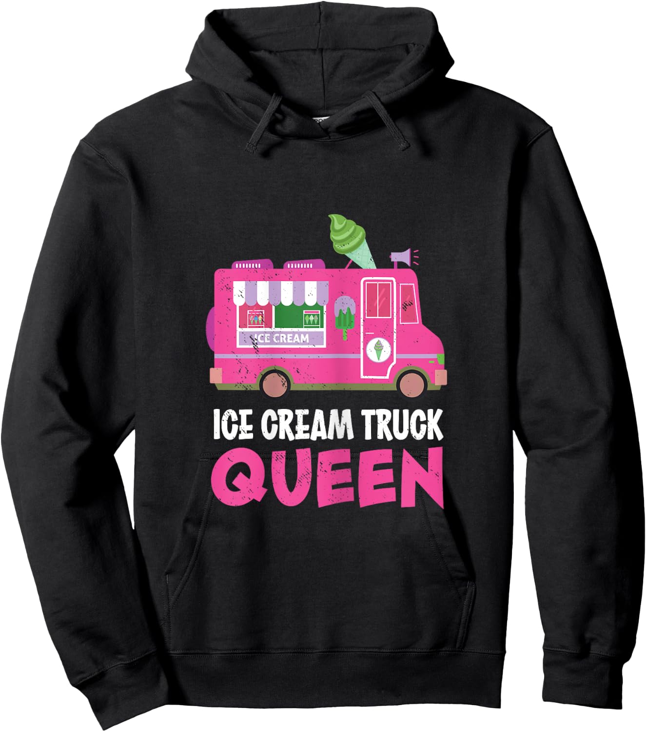 Ice Cream Truck Queen Frozen Dessert Ice Cream Truck Driver Women Girls Kids Hoodie - Hoodie | Black