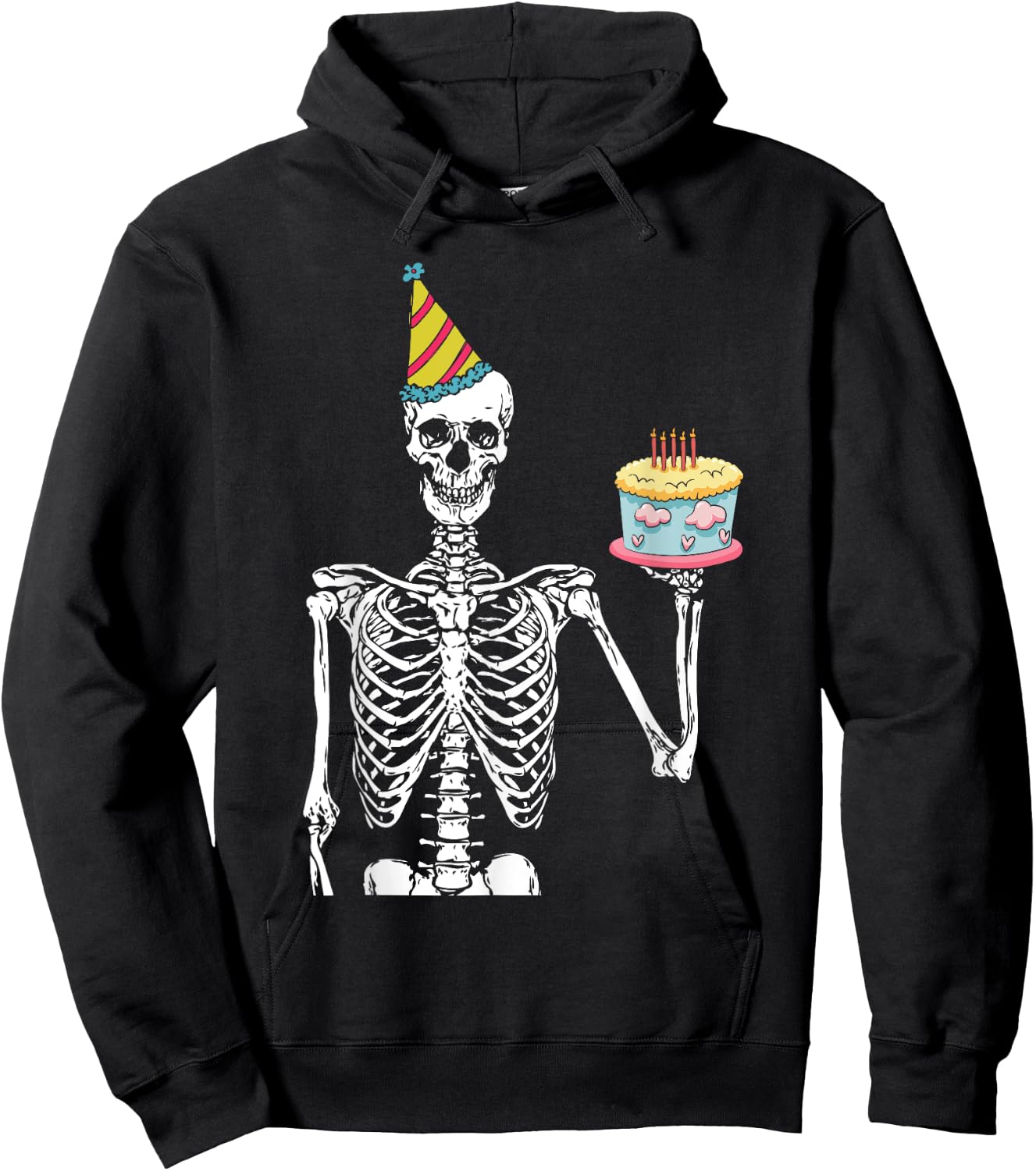 Skeleton Birthday Party Lazy Halloween Costume Funny Skull Hoodie - Hoodie | Black