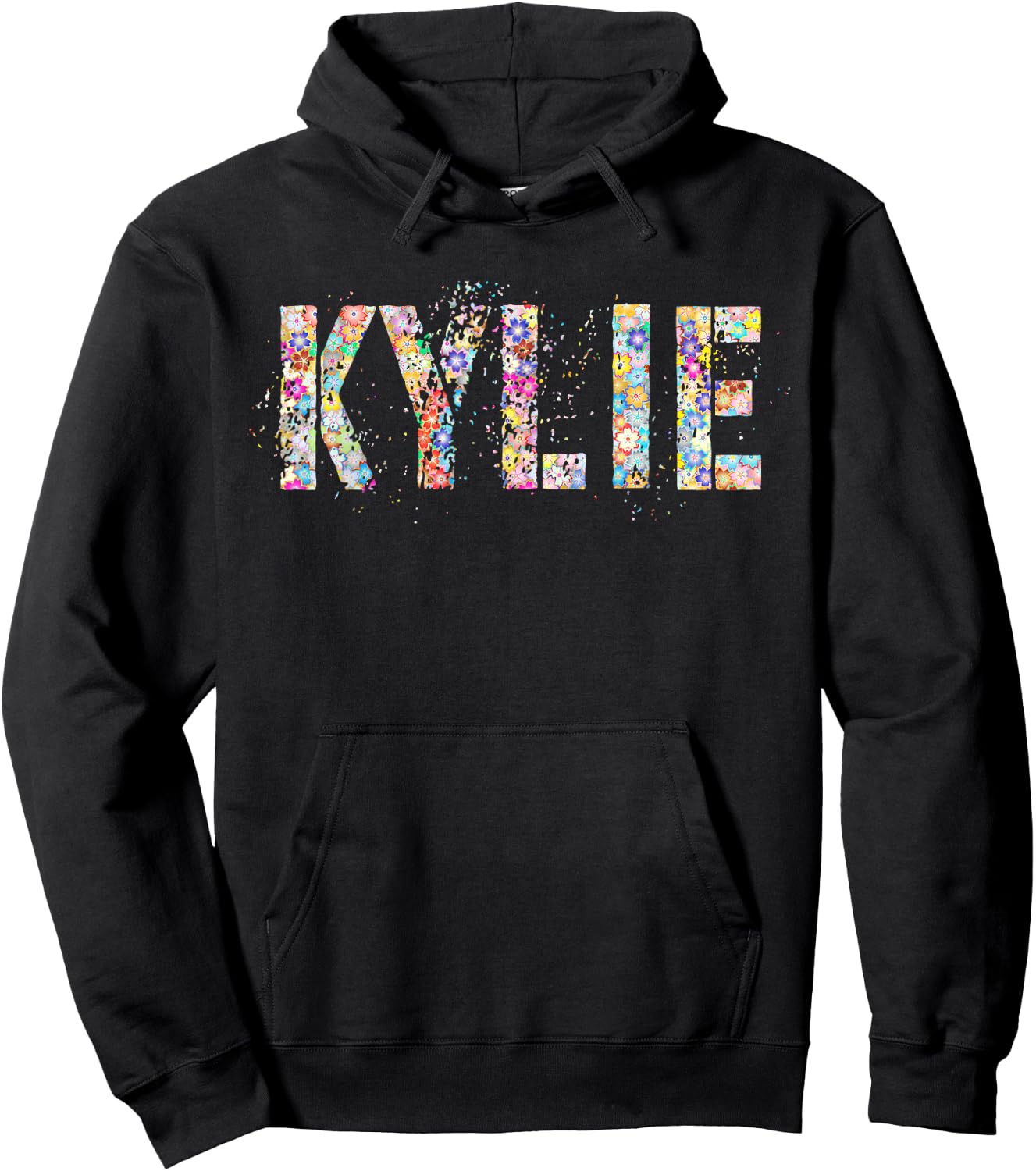 First Name KYLIE Flowery Girl Custom Flowers Birthday Hoodie - Hoodie | Black