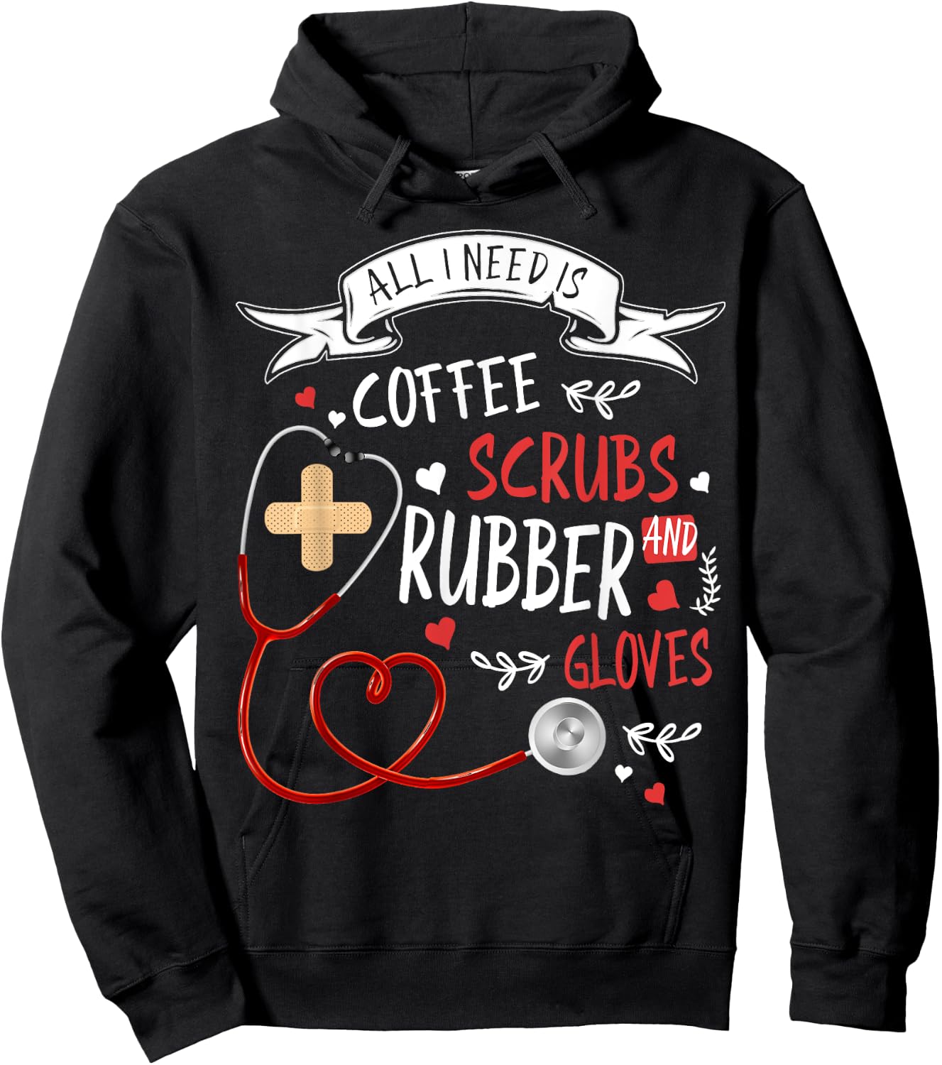 Nursing Ideas For Nurses & Coffee Scrubs And Rubber Gloves Hoodie - Hoodie | Black