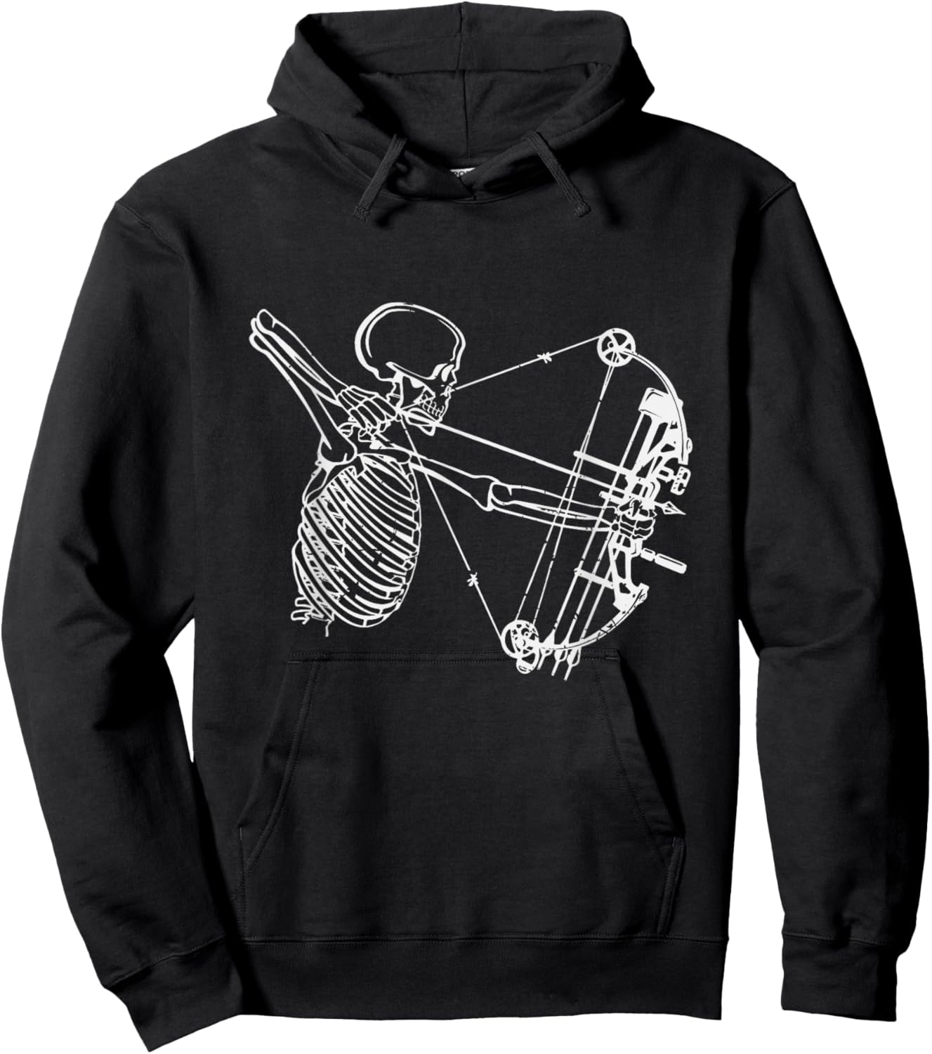 Cool Skeleton With Bow Skull Archery Hunting Gift Hoodie - Hoodie | Black