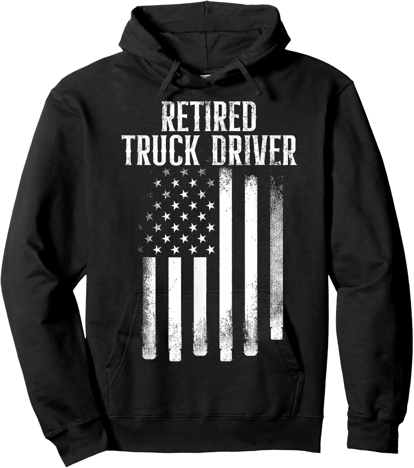 Retired Truck Driver US Flag Trucker Retirement Gift Hoodie - Hoodie | Black