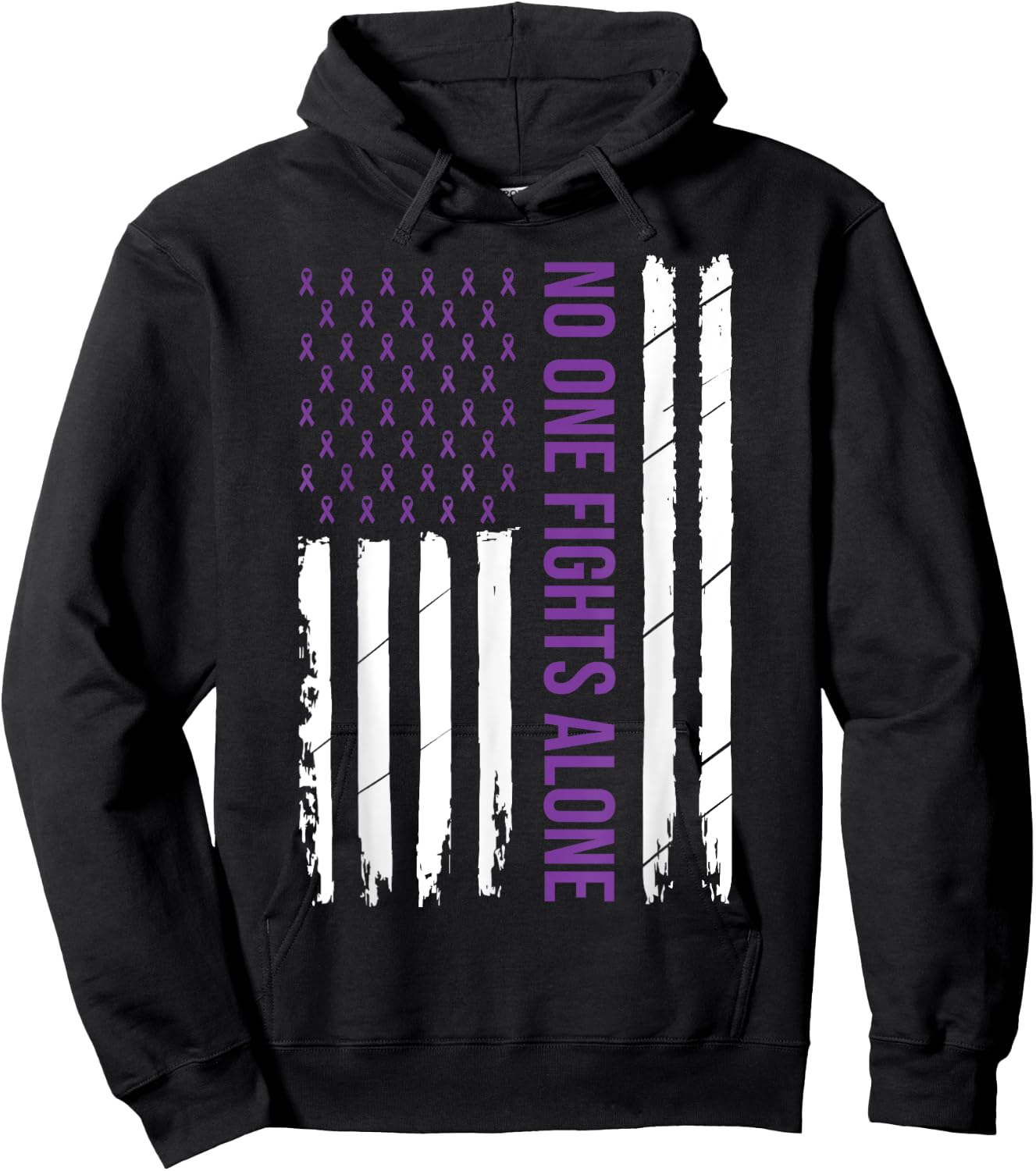 Cystic Fibrosis Awareness Purple Ribbon Hoodie - Hoodie | Black