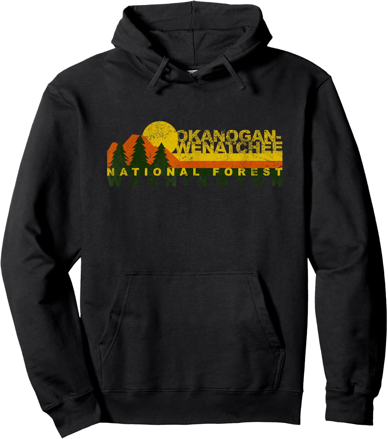 Okanogan-Wenatchee National Forest Vintage Retro Hoodie - Hoodie | Black