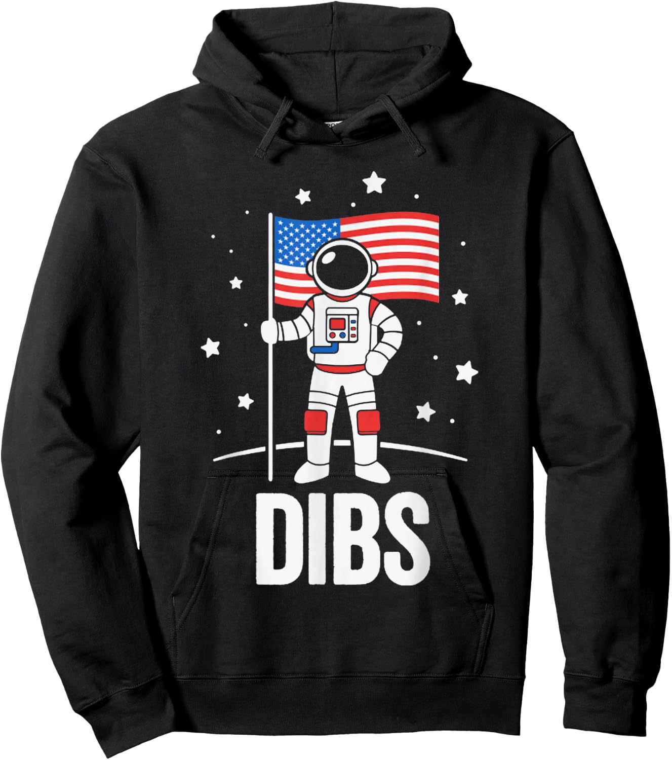 Patriotic Astronaut Claims Dibs on the Moon with an USA Flag Hoodie - Hoodie | Black
