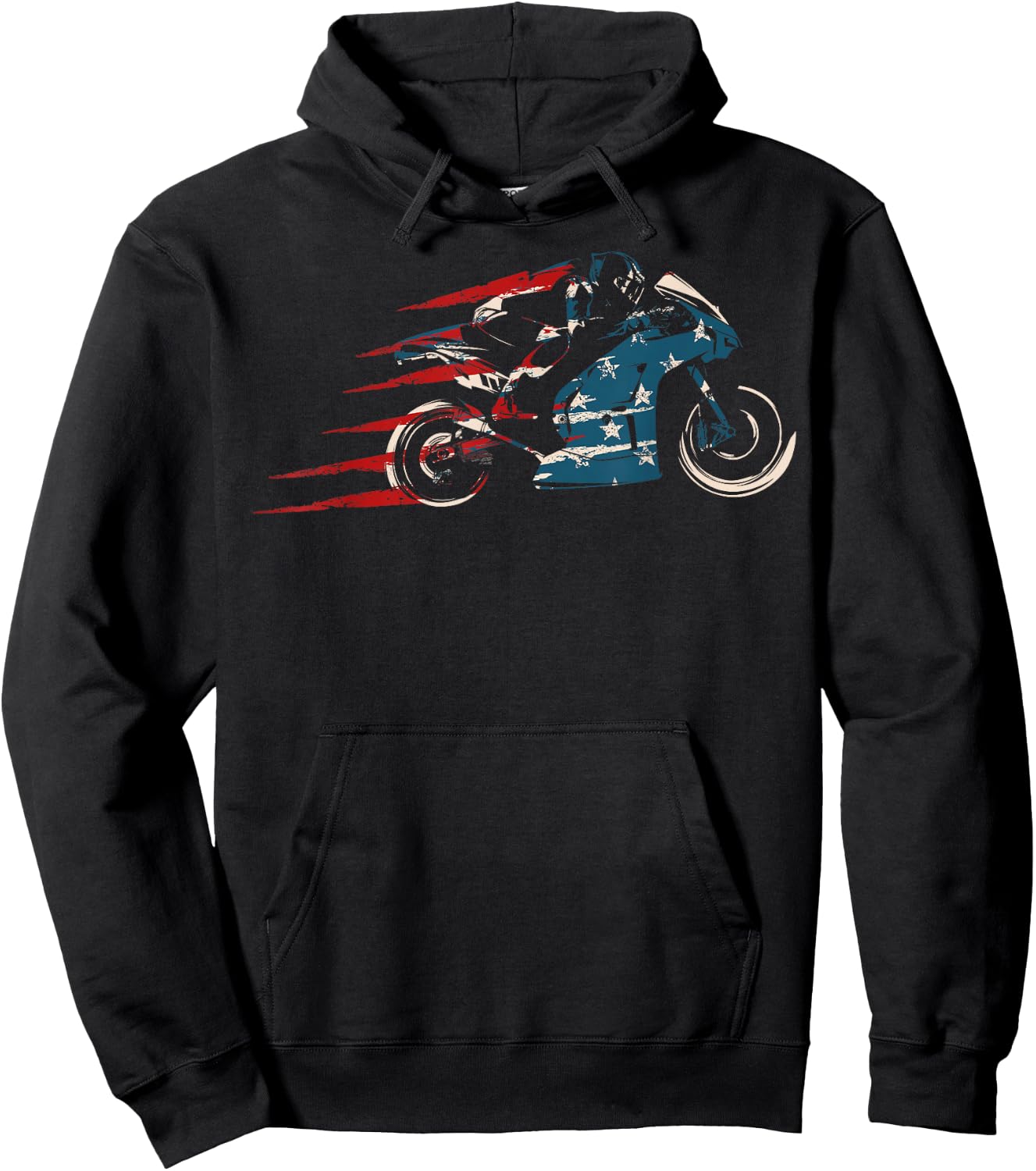 Super Bike Moto GP Pride US Flag Patriotic Dirt Bikers Hoodie - Hoodie | Black