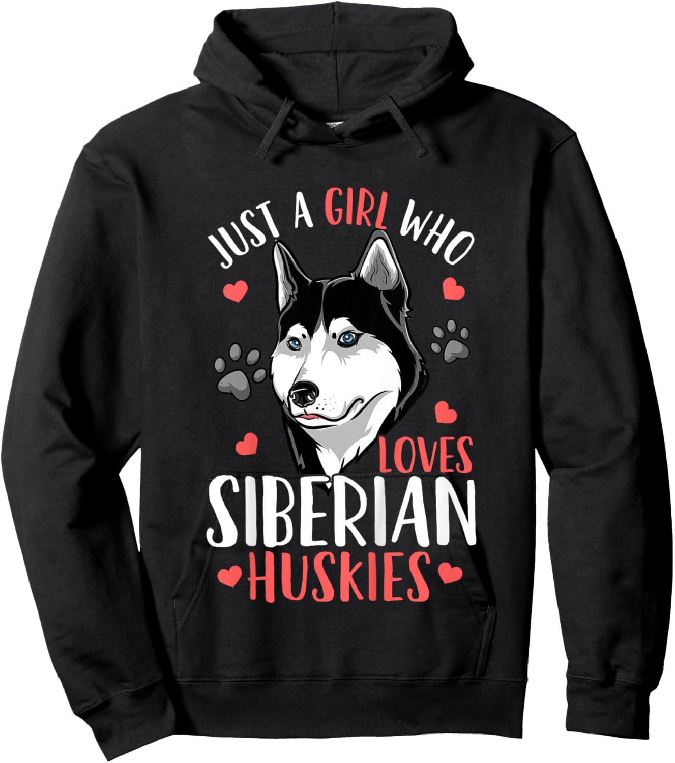 Kids Siberian Husky Just A Girl Who Loves Siberian Huskies Gift Hoodie - Hoodie | Black