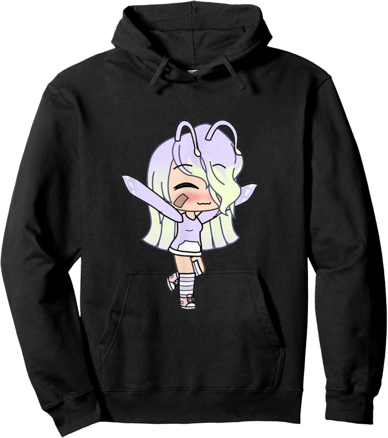 Love Gacha Figure Cute Girl in Purple Hoodie - Hoodie | Black