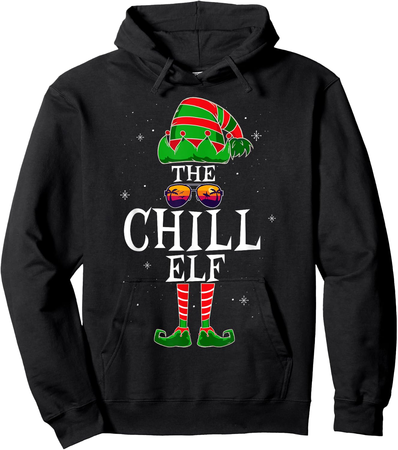 The Chill Elf Group Matching Family Christmas Holiday Funny Hoodie - Hoodie | Black