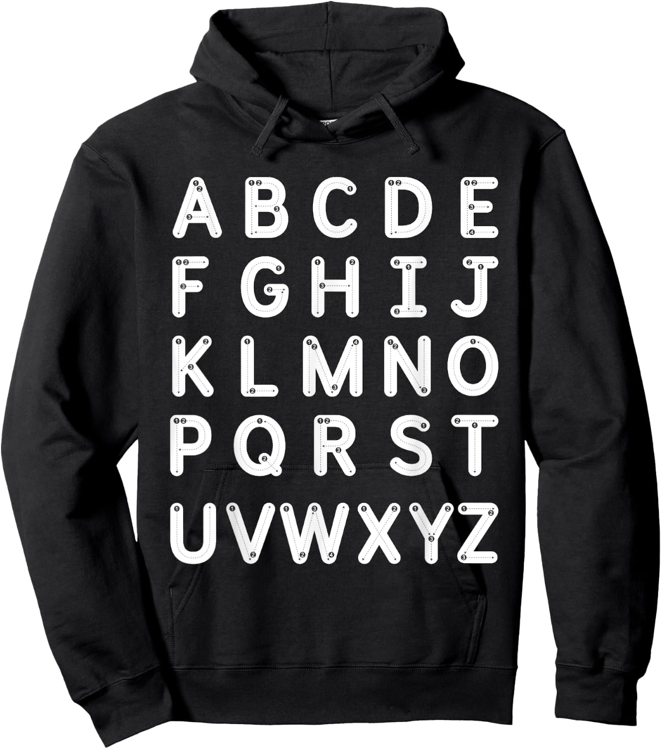 Tracing Letters A-Z Alphabet Pre-K Kindergarten 1st Grade 5T Hoodie - Hoodie | Black