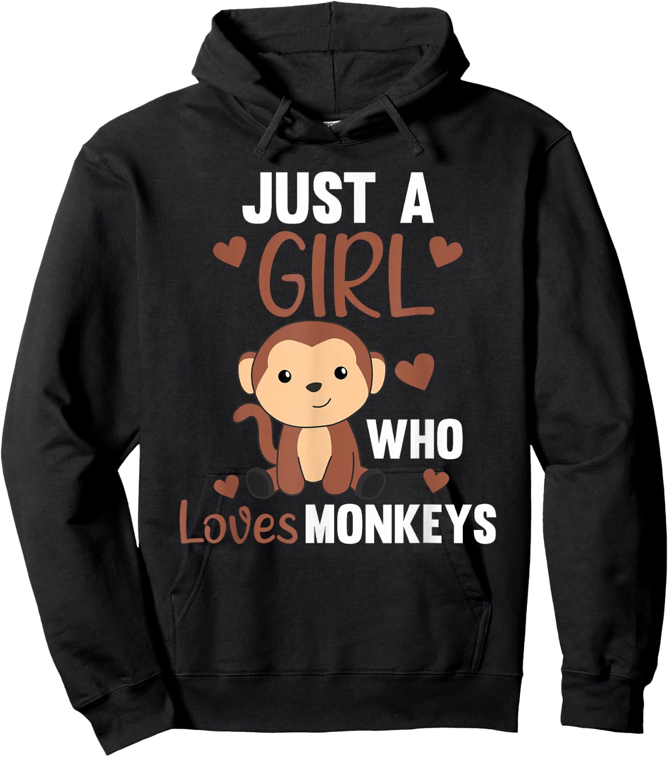 Just A Girl who Loves Monkeys - Sweet Monkey Hoodie - Hoodie | Black