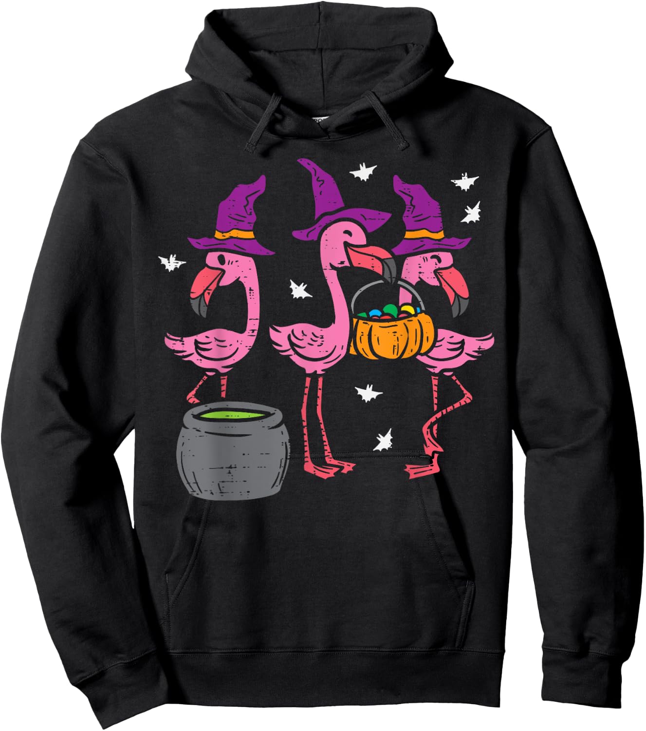 Witch Flamingos Animal Bird Flamingoween Halloween Women Hoodie - Hoodie | Black