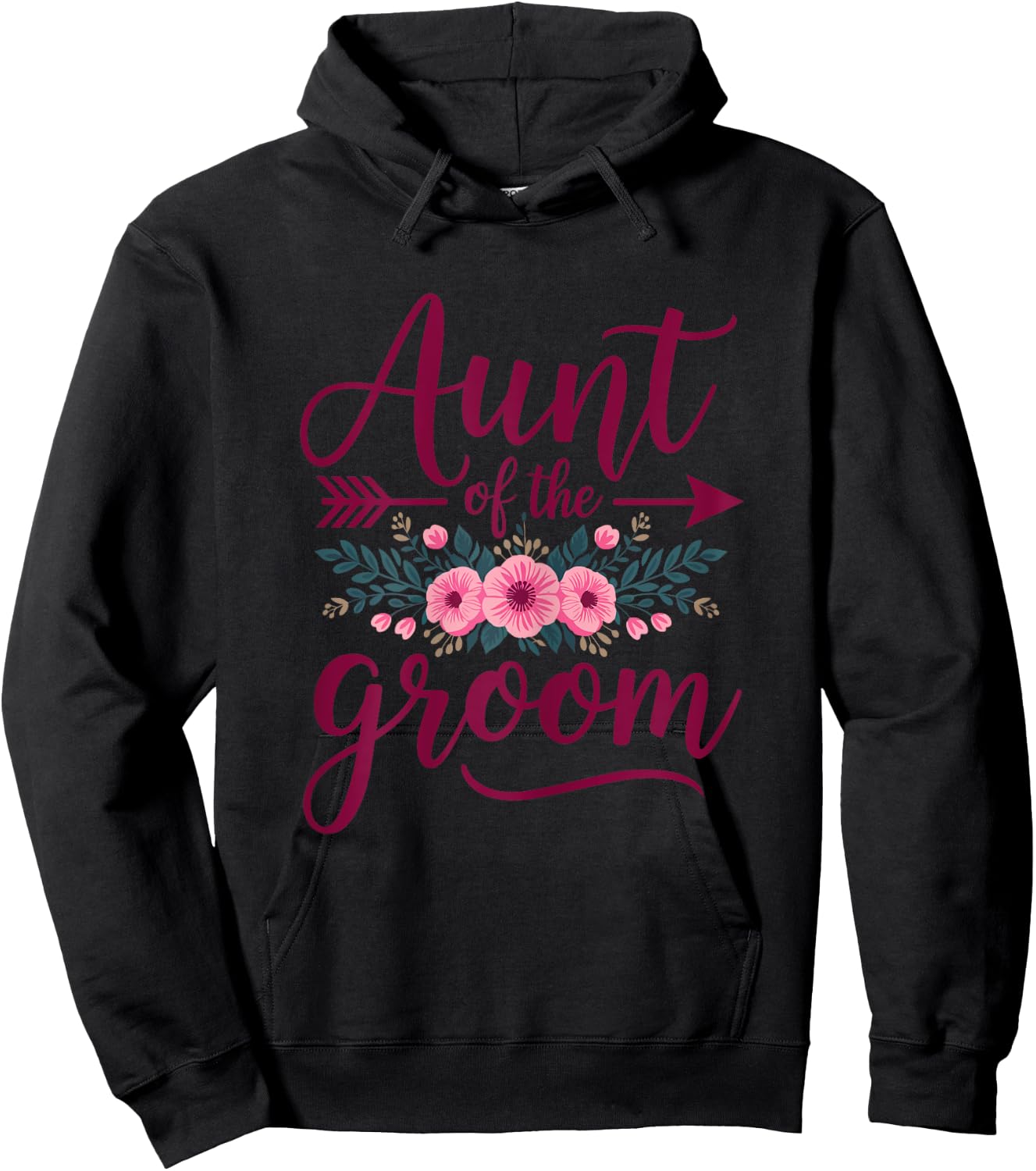 Aunt of the Groom Floral Wedding Groom Gifts for Aunt Women Hoodie - Hoodie | Black
