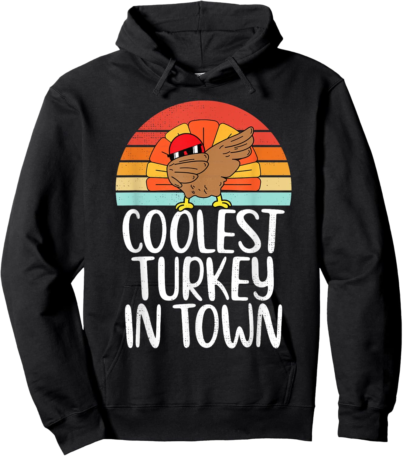 Coolest Turkey In Town Dabbing Turkey Thanksgiving Day Boys Hoodie - Hoodie | Black