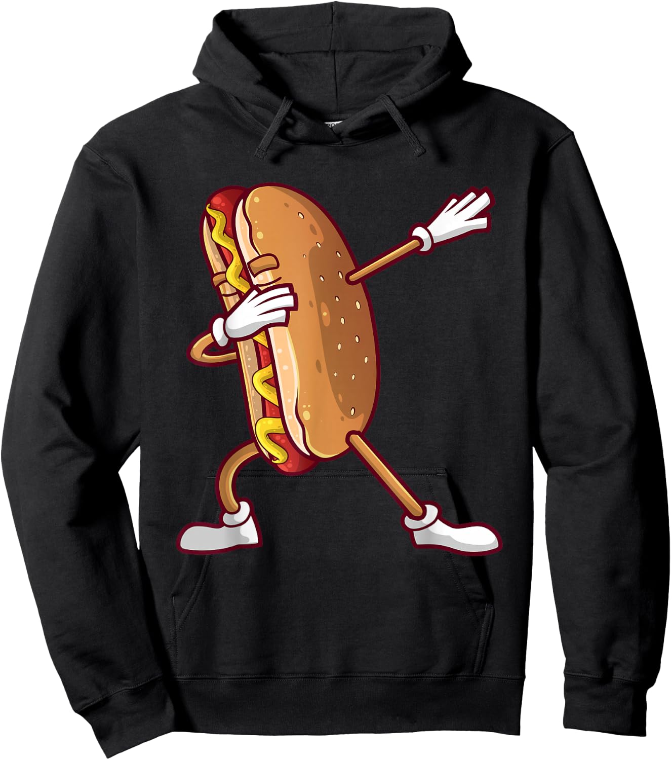Cute Dabbing Hot Dog Design for Kids Men Women Dancing Food Small Hoodie - Hoodie | Black