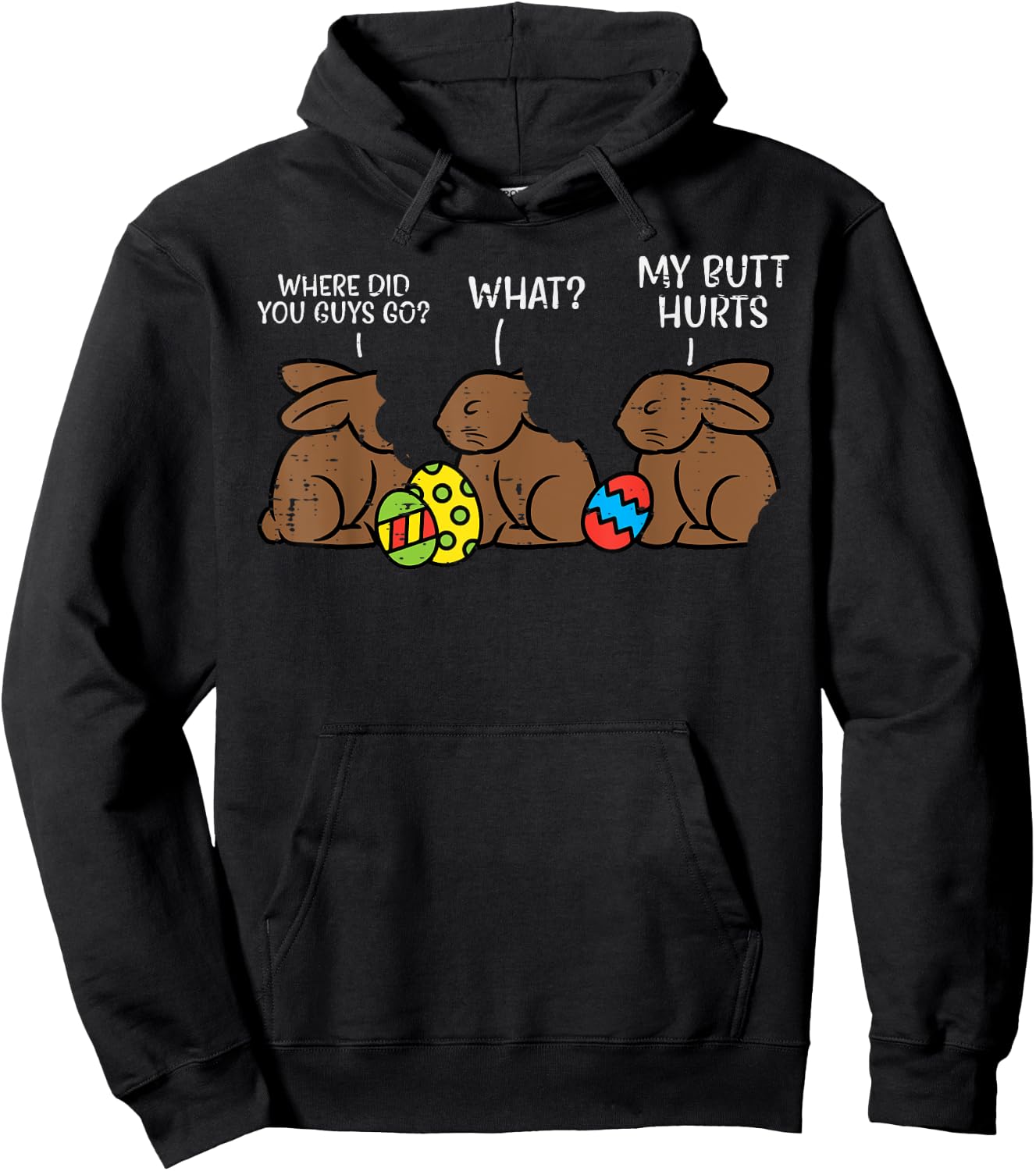 Where Did You Guys Go Chocolate Bunny Funny Easter Kids Hoodie - Hoodie | Black
