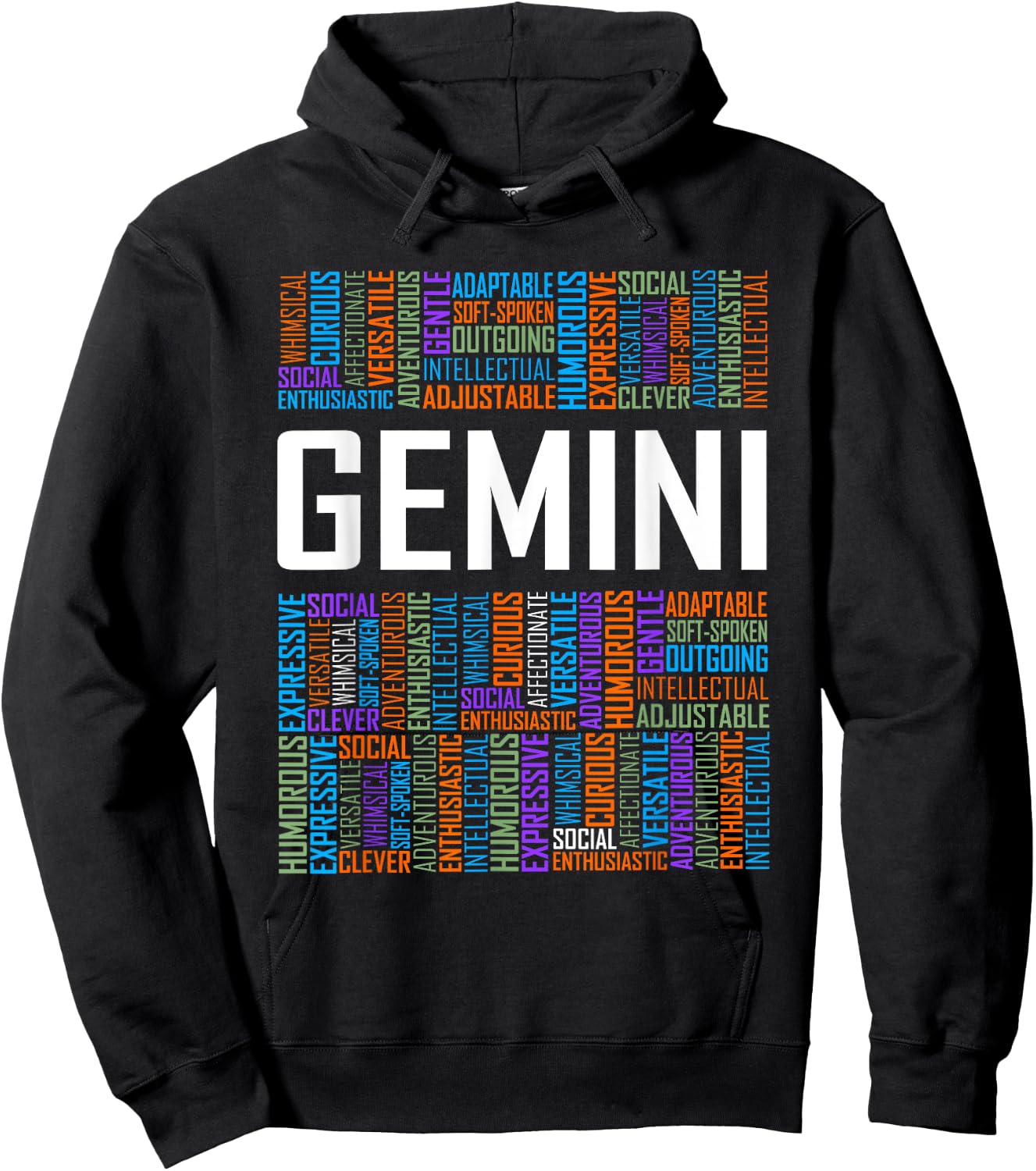 Gemini Zodiac Traits Horoscope Astrology Sign Gift Words Hoodie - Hoodie | Black