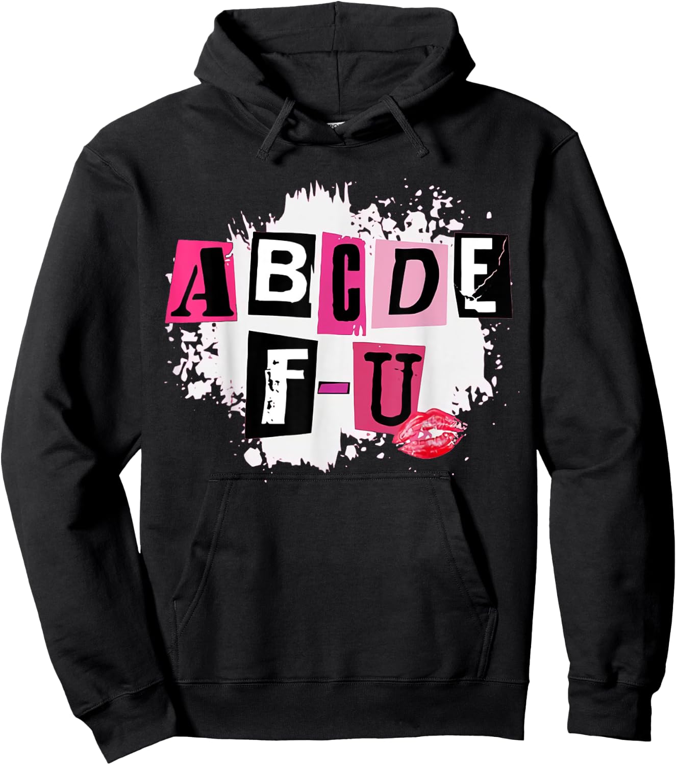 ABCDEFU Retro Funny Heart Valentine's Day Hoodie - Hoodie | Black