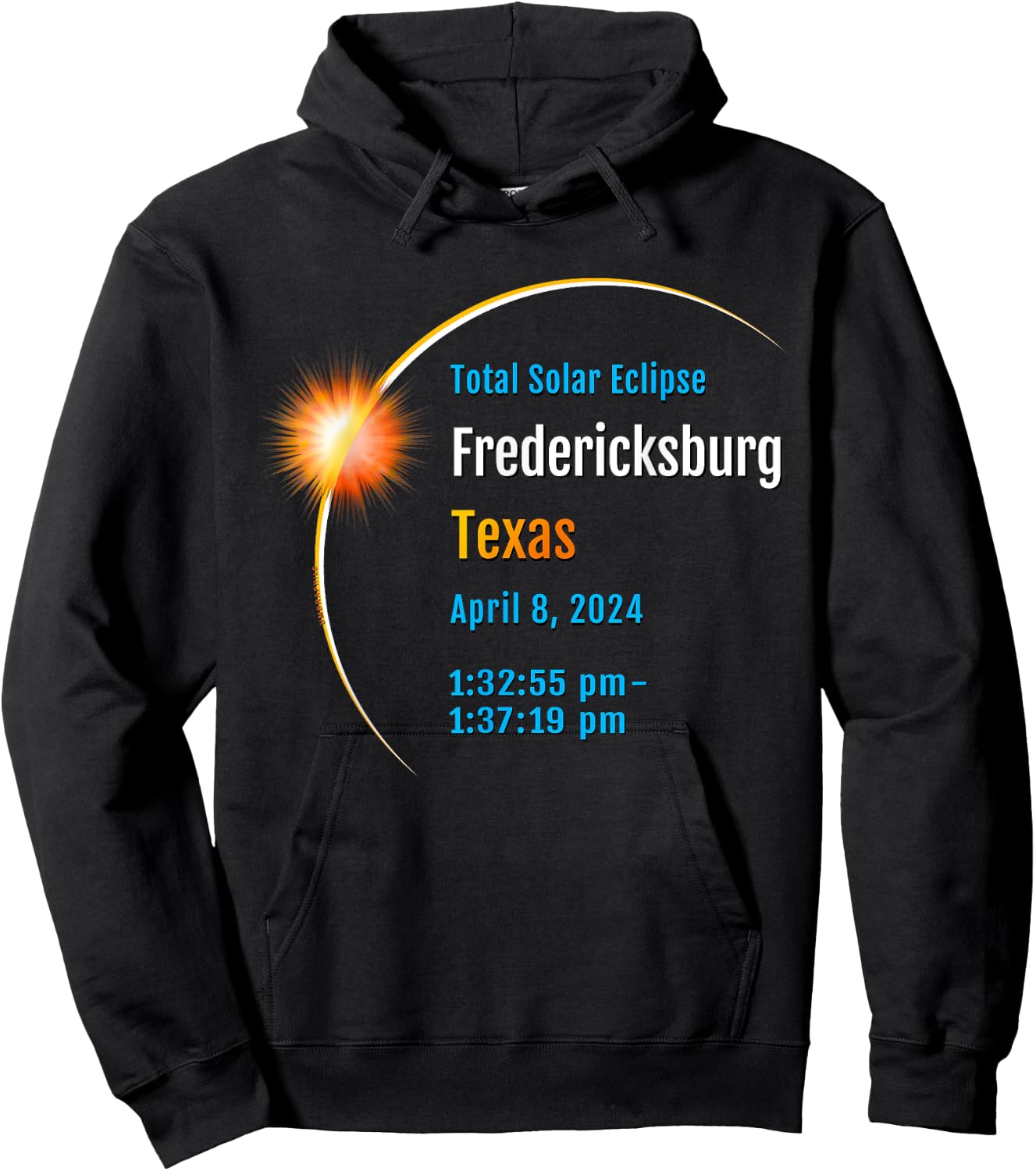 Fredericksburg Texas TX Total Solar Eclipse 2024 :: 1 :: Hoodie - Hoodie | Black