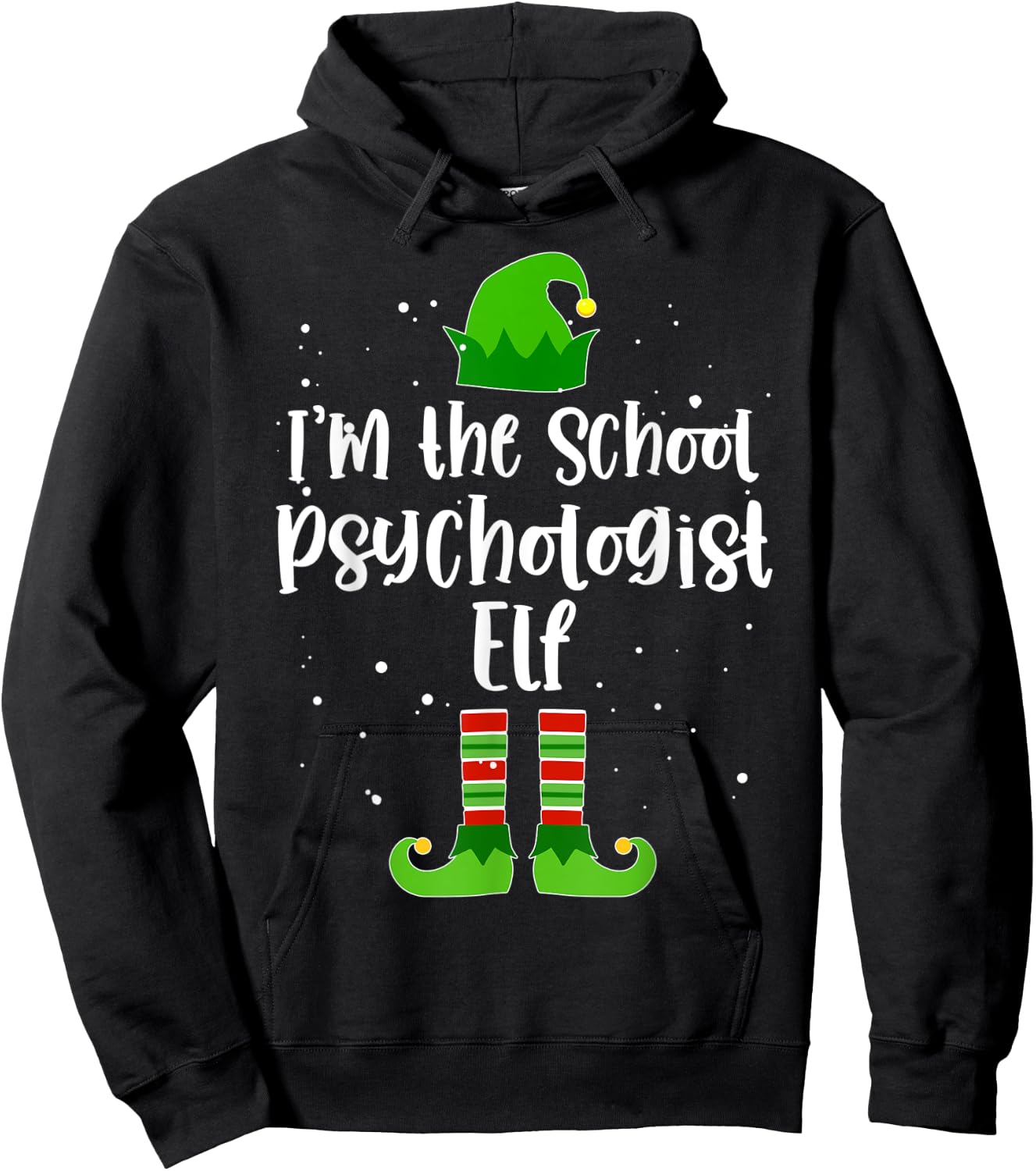 School Psychologist Elf Matching Family Christmas Costume Hoodie - Hoodie | Black