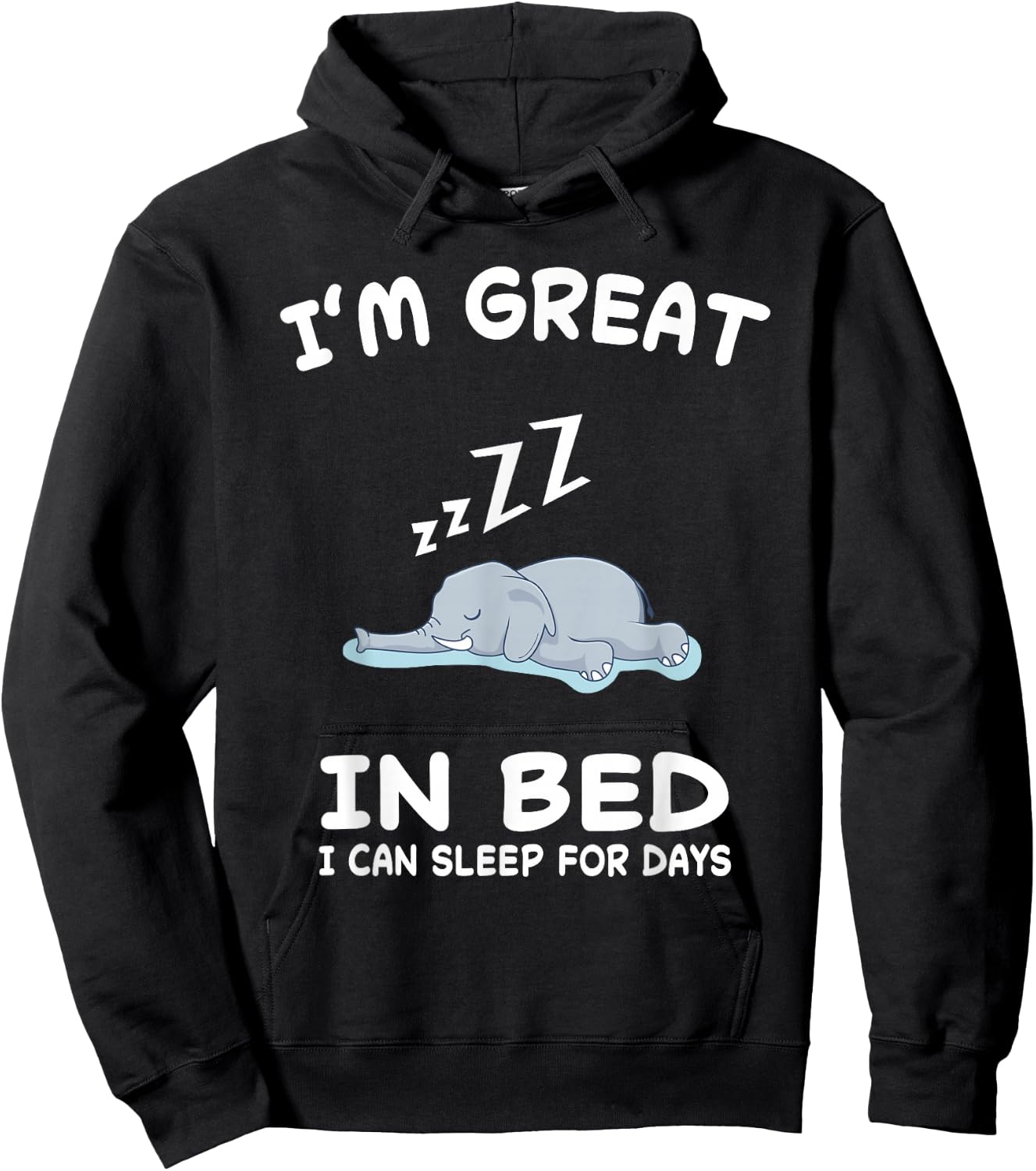 Elephant Elephants Nap Sleep Sleeping Pajama Nightgown Hoodie - Hoodie | Black