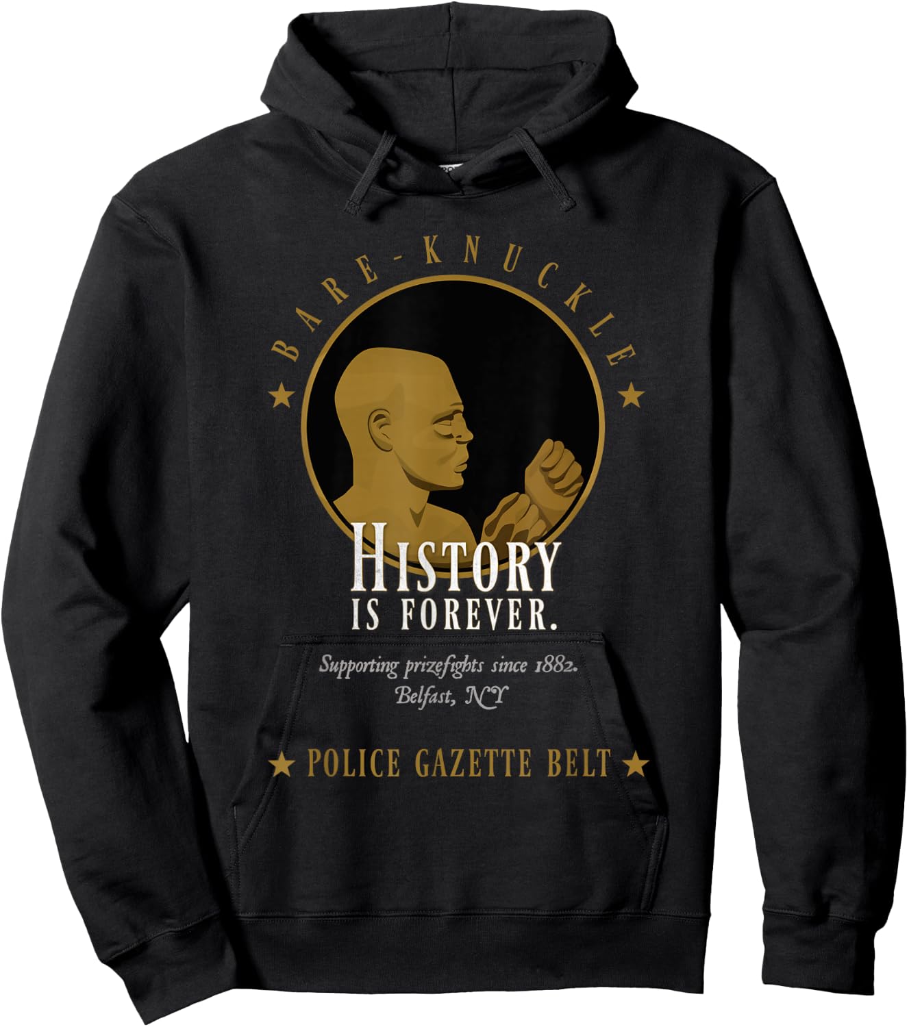 Bare-Knuckle Boxing Police Gazette Knuckle Head Medallion Hoodie - Hoodie | Black