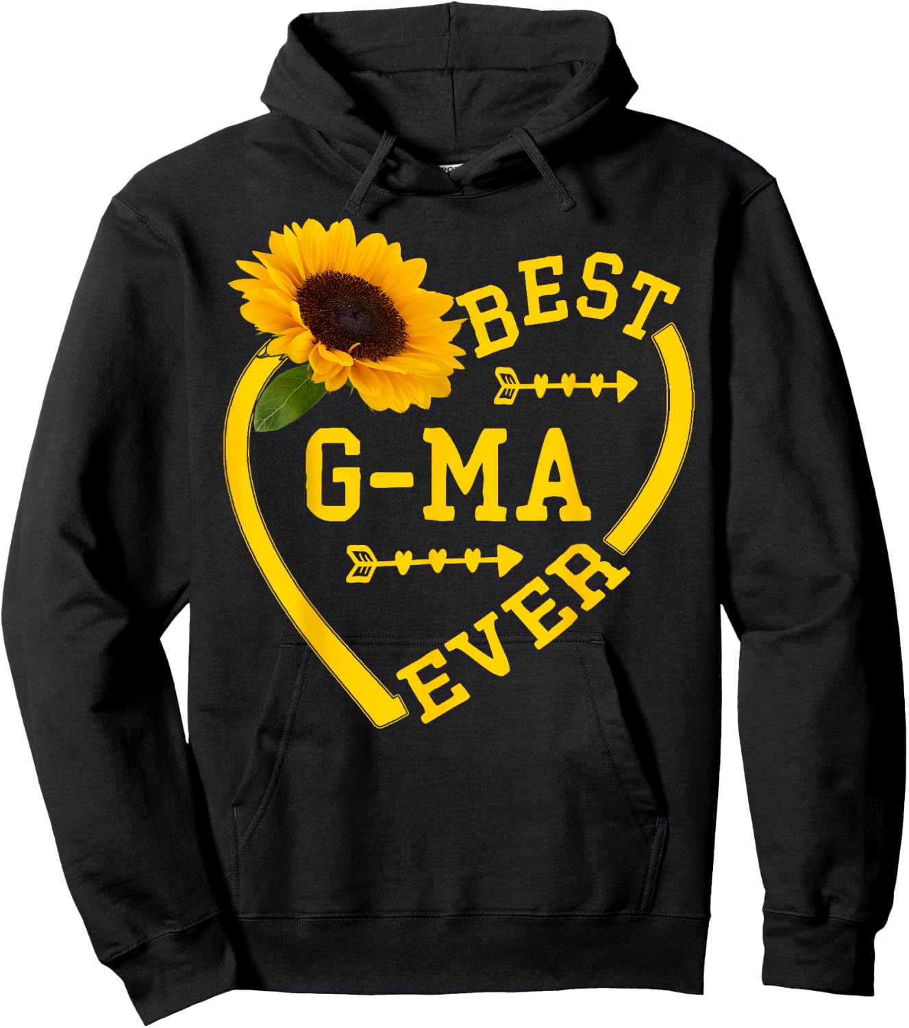 Best G-ma Ever shirt Mother's Day Hearts Sunflower Grandma Hoodie - Hoodie | Black