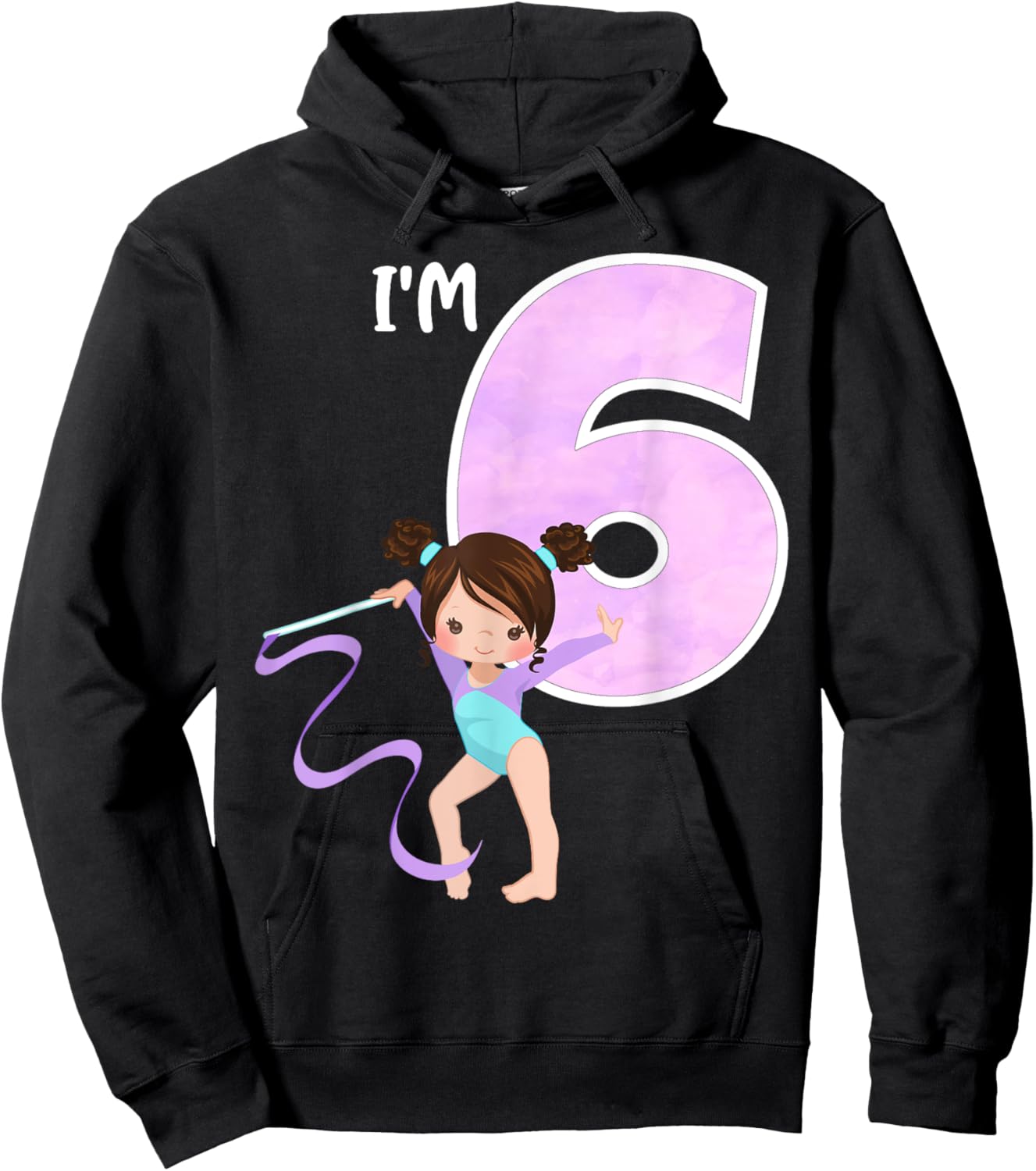 Girl's 6 Year Old Gymnast 6th Birthday Party Gymnastics Hoodie - Hoodie | Black