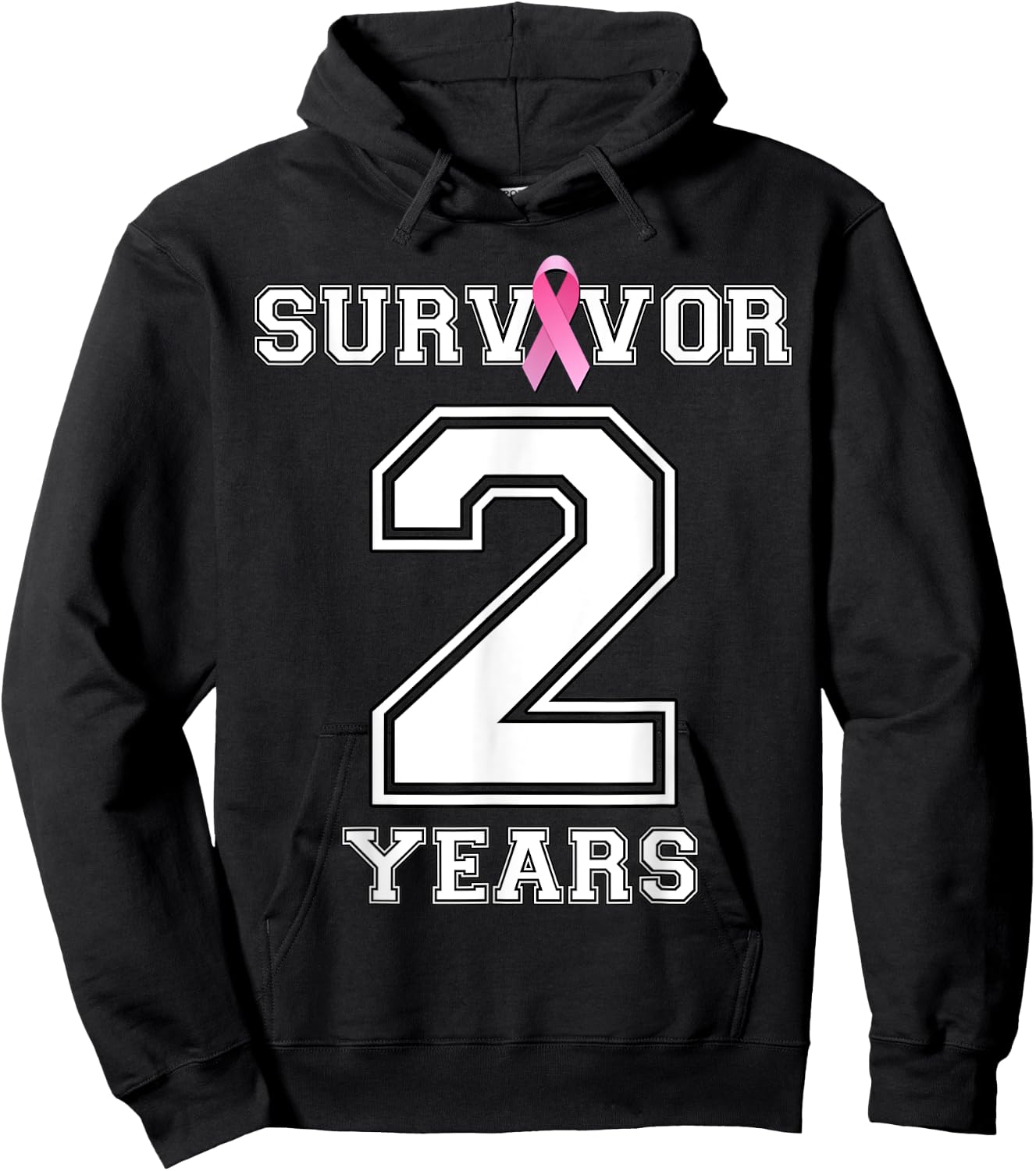 2 Years Breast Cancer Survivor Gifts Pink Ribbon Hoodie - Hoodie | Black