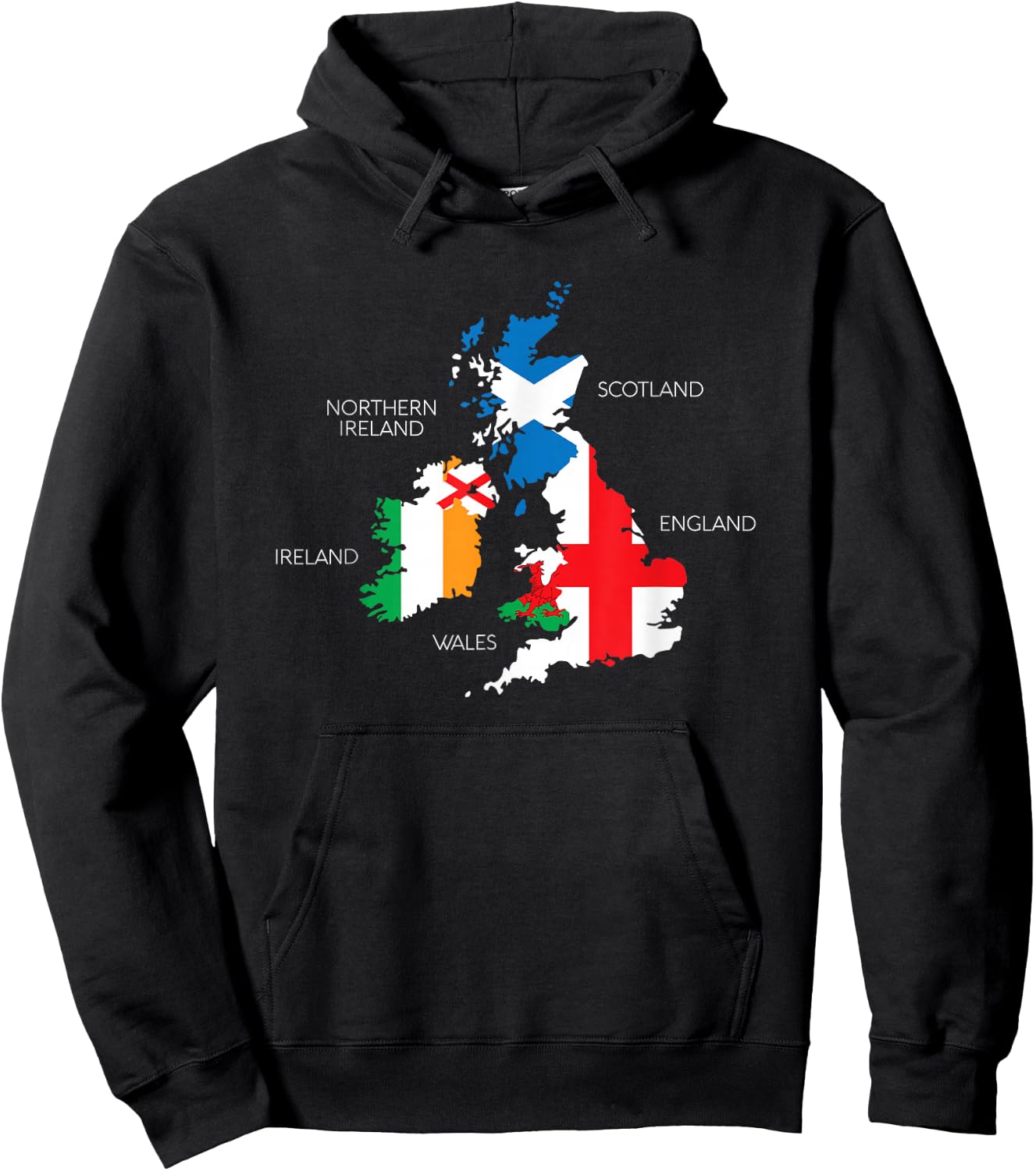 British Isles Sea Ireland Scotland Wales England Map Coins Hoodie - Hoodie | Black