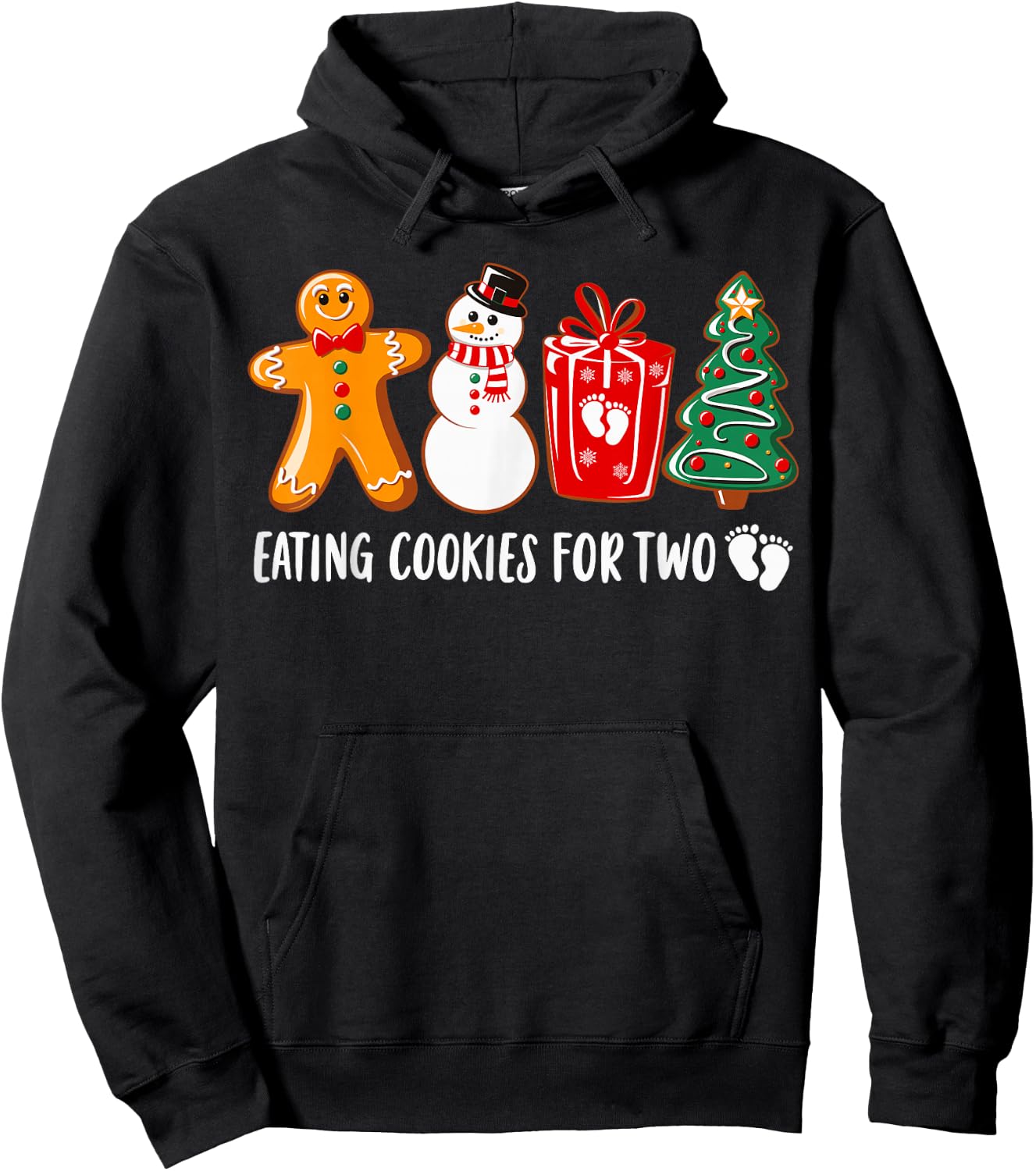 Eating Cookies for Two Funny Christmas Pregnancy Baby Reveal Hoodie - Hoodie | Black