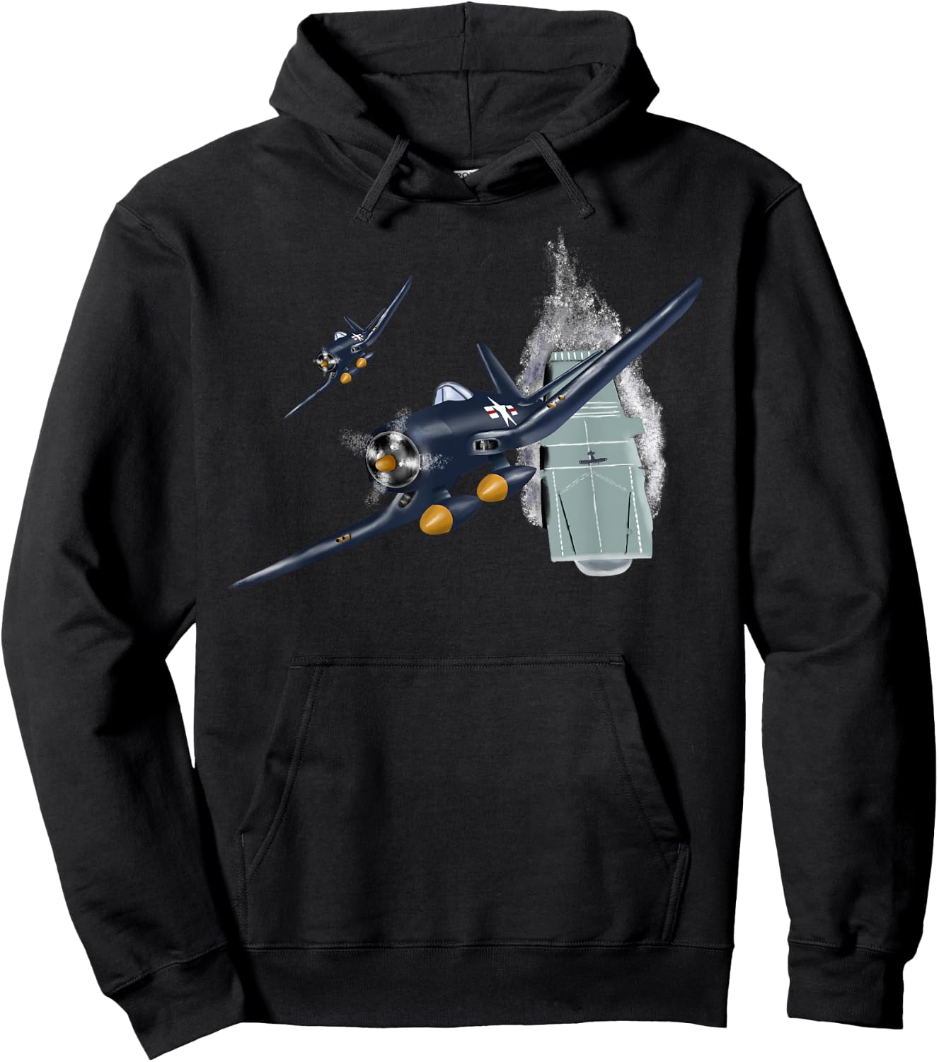 Military F&L Design Co. WW2 Planes Warbirds F4U Corsair Aircraft Carrier Hoodie - Hoodie | Black