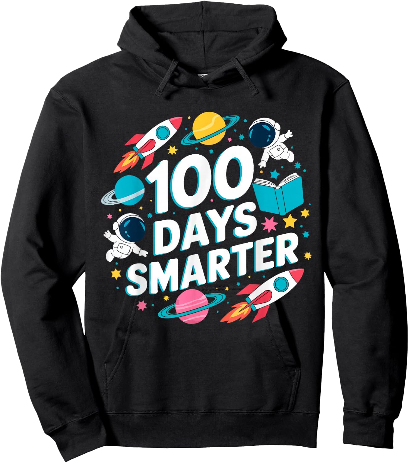 100 Days Smarter Space Astronaut 100th Day of School kids Hoodie - Hoodie | Black