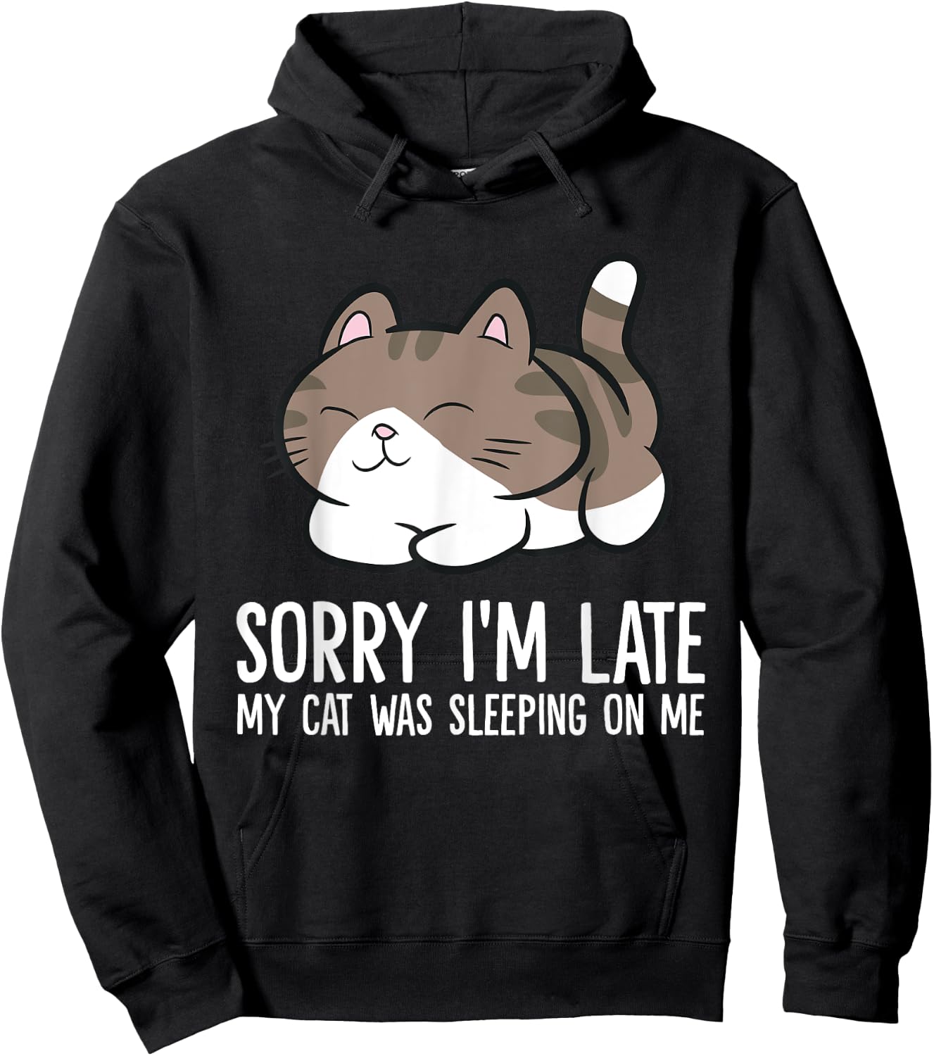 Sorry I'm Late My Cat Was Sleeping On Me Kitten Cute Cat Men Women Girls Kids Hoodie - Hoodie | Black