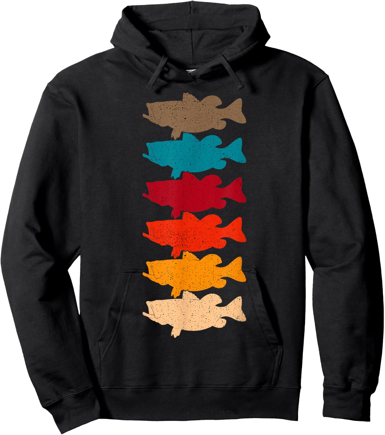 Bass Fishing Retro Vintage Fish Forest Angling Fisherman Hoodie - Hoodie | Black