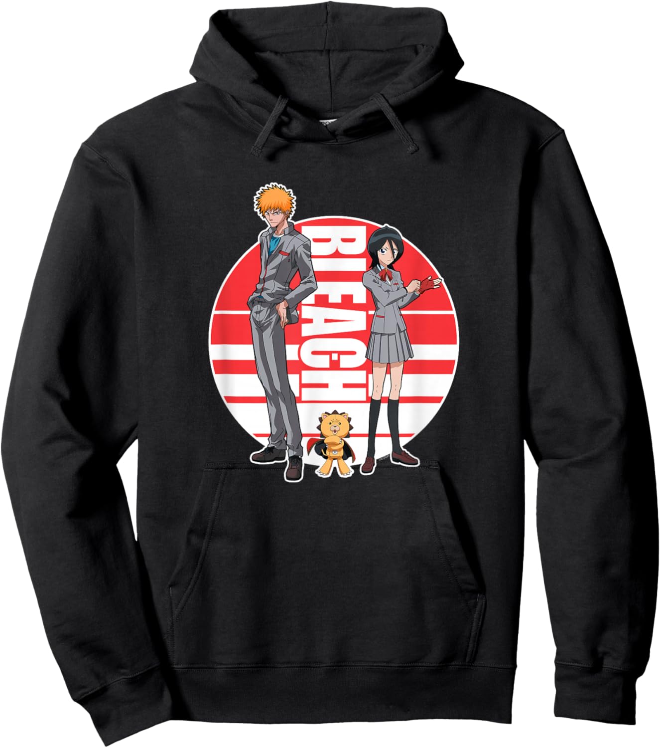 Bleach Ichigo Rukia and Kon Round Logo Anime Hoodie - Hoodie | Black
