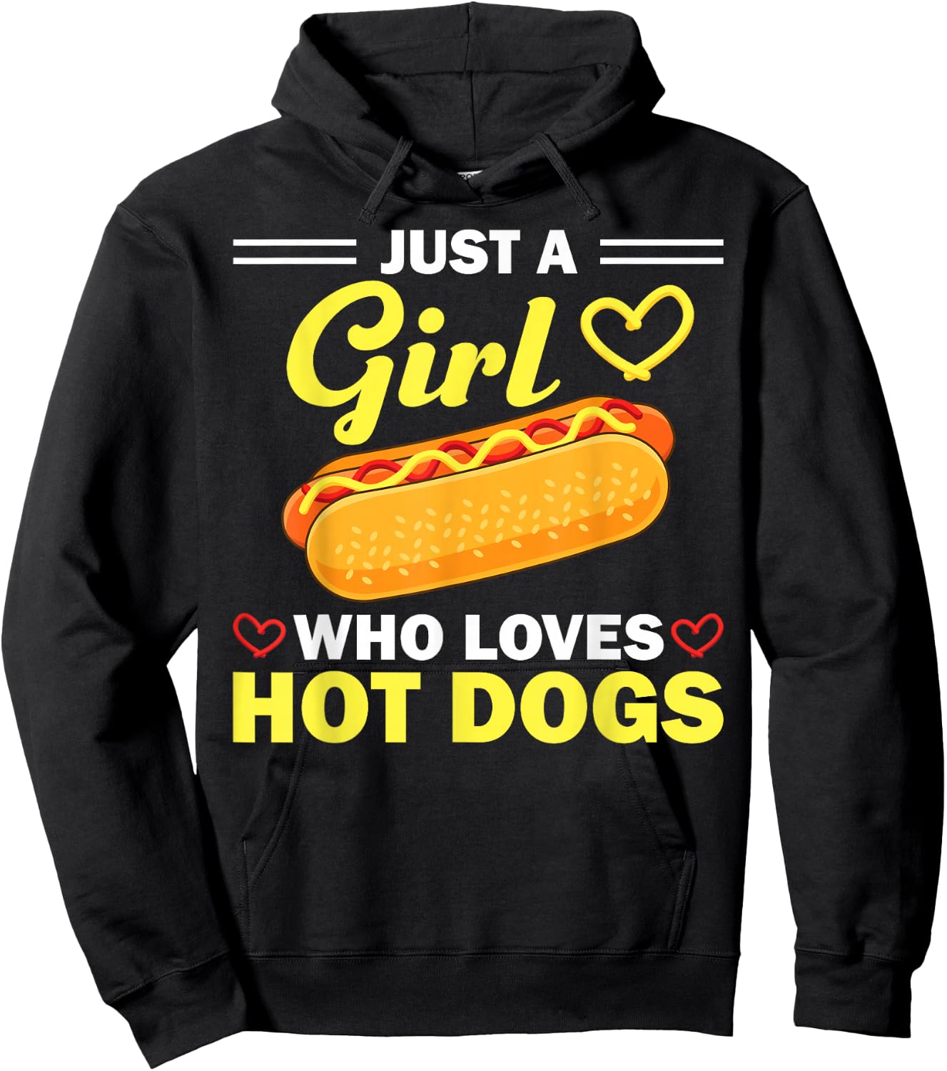 Funny Hot Dog Design Girls Hot Dog Lovers Hoodie - Hoodie | Black