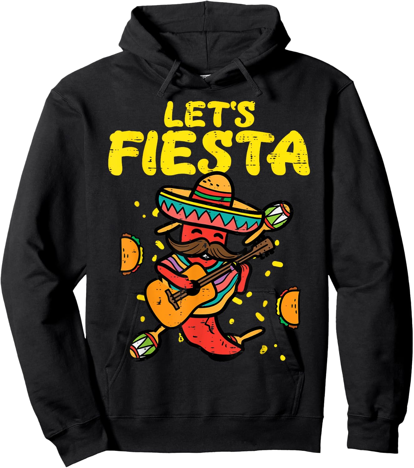 Let's Fiesta Jalapeno Funny Cinco De Mayo Mexican Party Hoodie - Hoodie | Black