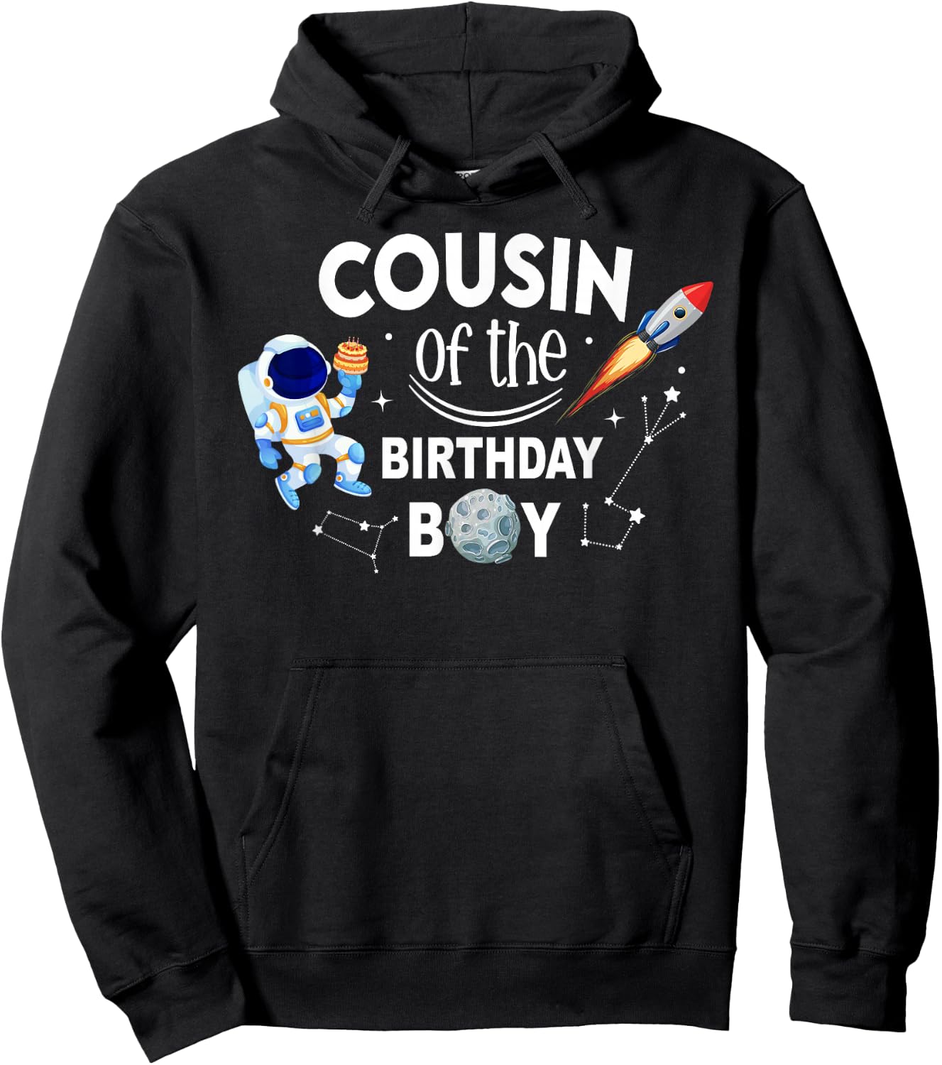 Cousin of The Birthday Boy Space Astronaut Birthday Family Hoodie - Hoodie | Black