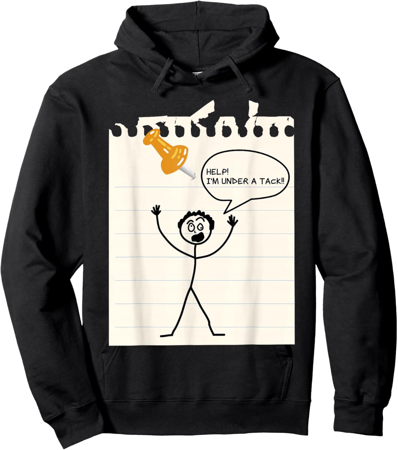 Stick Man Silly Stuff Black Short Sleeve - Stick Figure Under A Tack Hoodie - Hoodie | Black