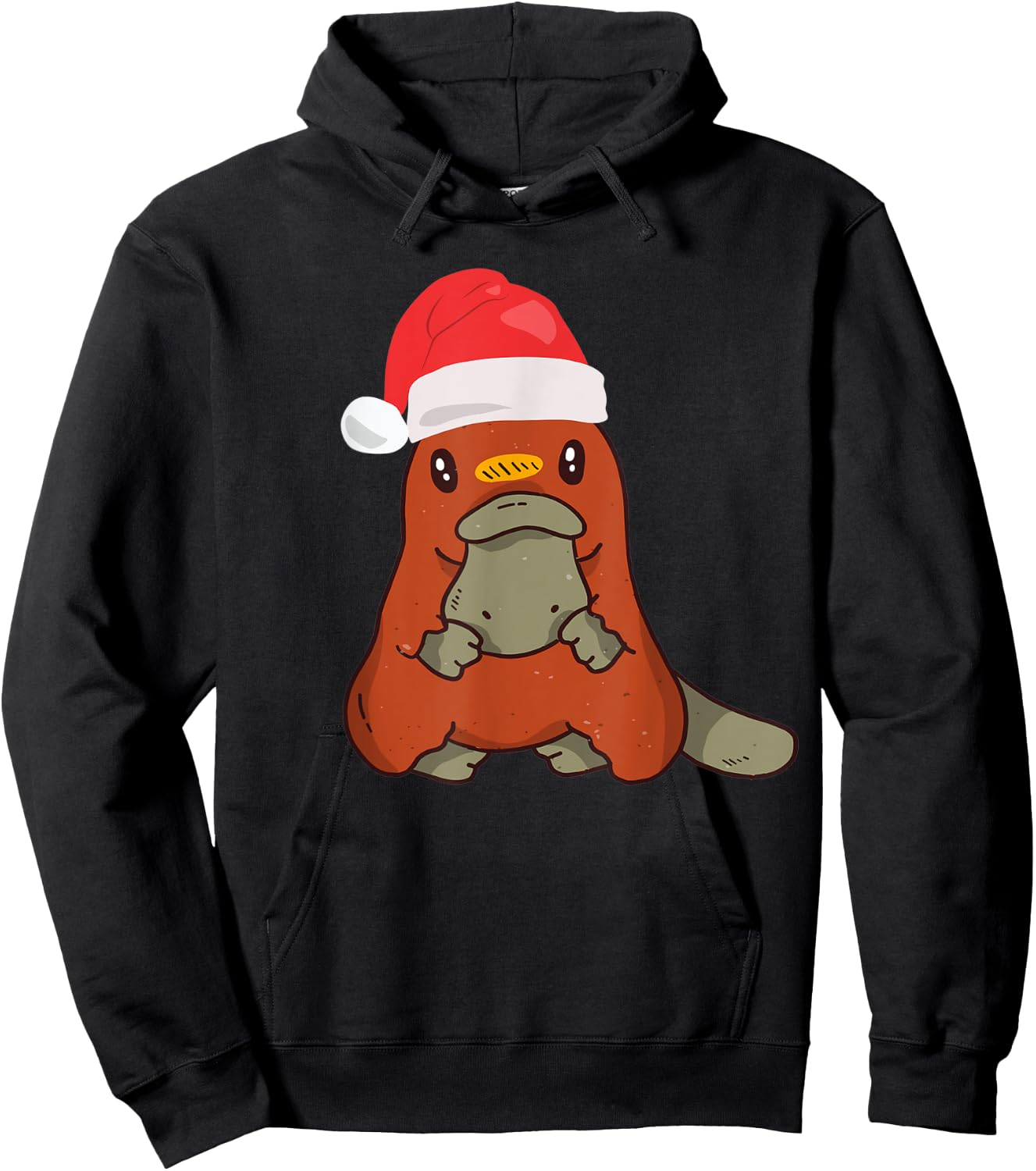 Platypus Christmas Australian Animal Xmas Santa Hat Hoodie - Hoodie | Black