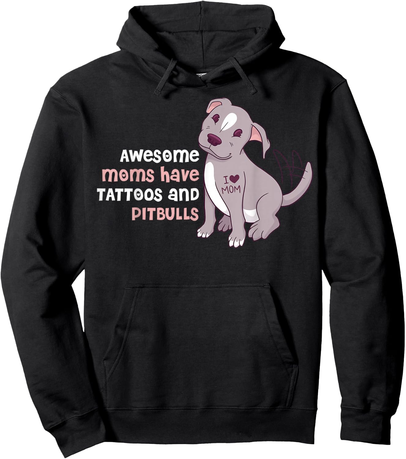 Awesome Moms Have Tattoos and Pitbulls Small Hoodie - Hoodie | Black