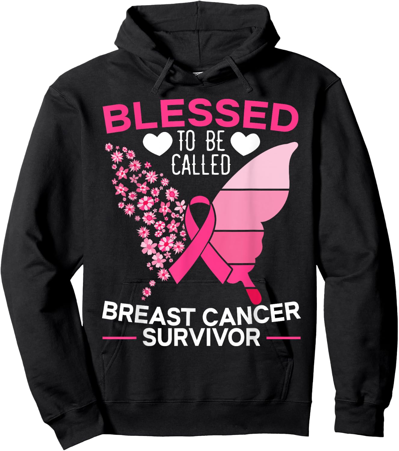 Blessed To Be Called Breast Cancer Survivor Chemotherapy Hoodie - Hoodie | Black