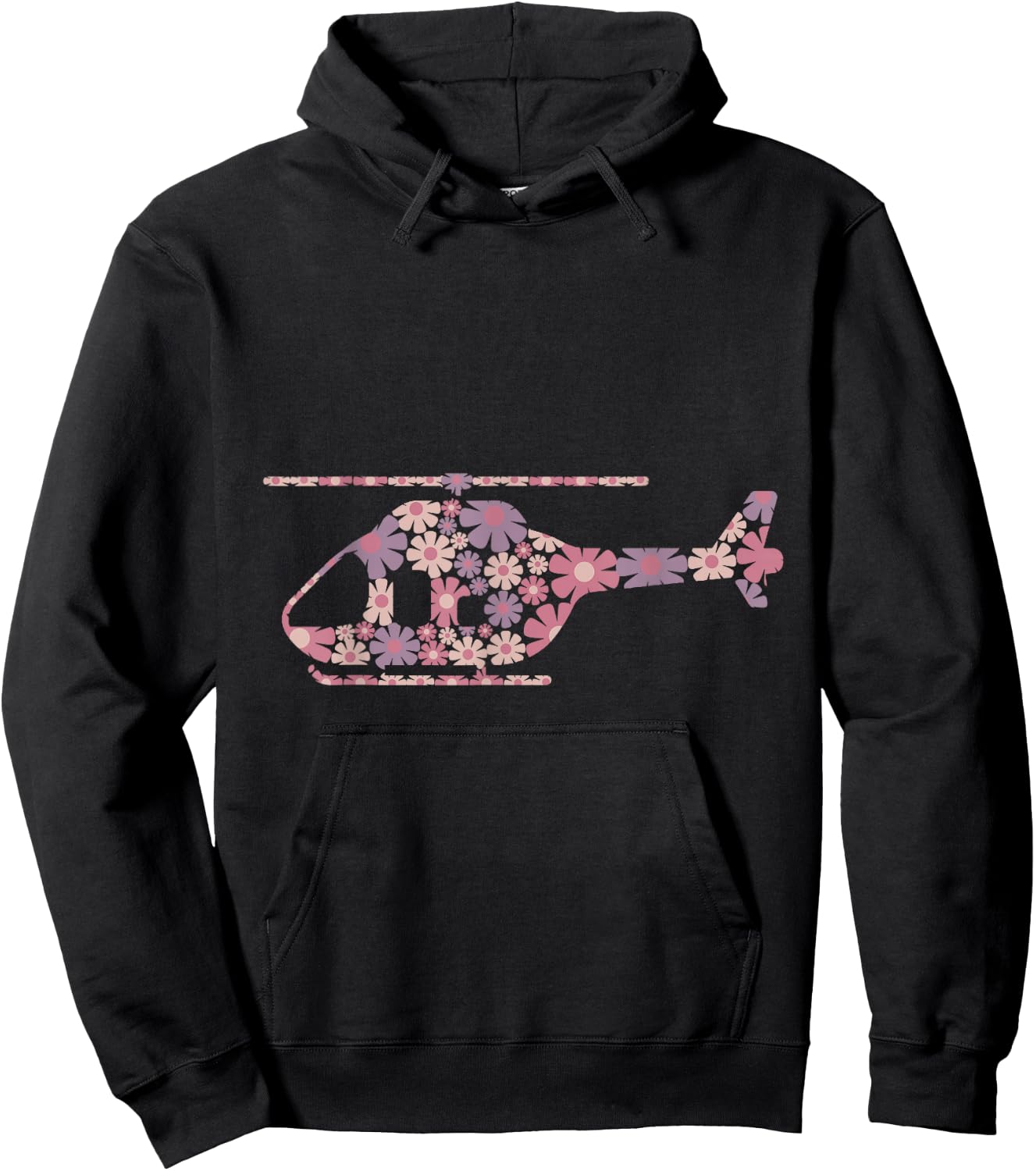 Floral Flower Silhouette Helicopter Pilot Girl Women Hoodie - Hoodie | Black