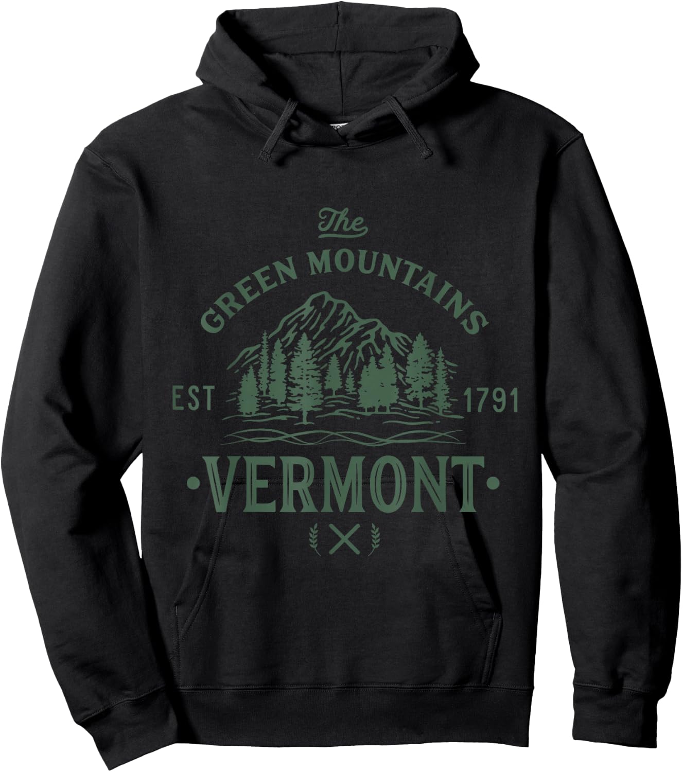Green Mountains Vermont Vacation Hoodie - Hoodie | Black