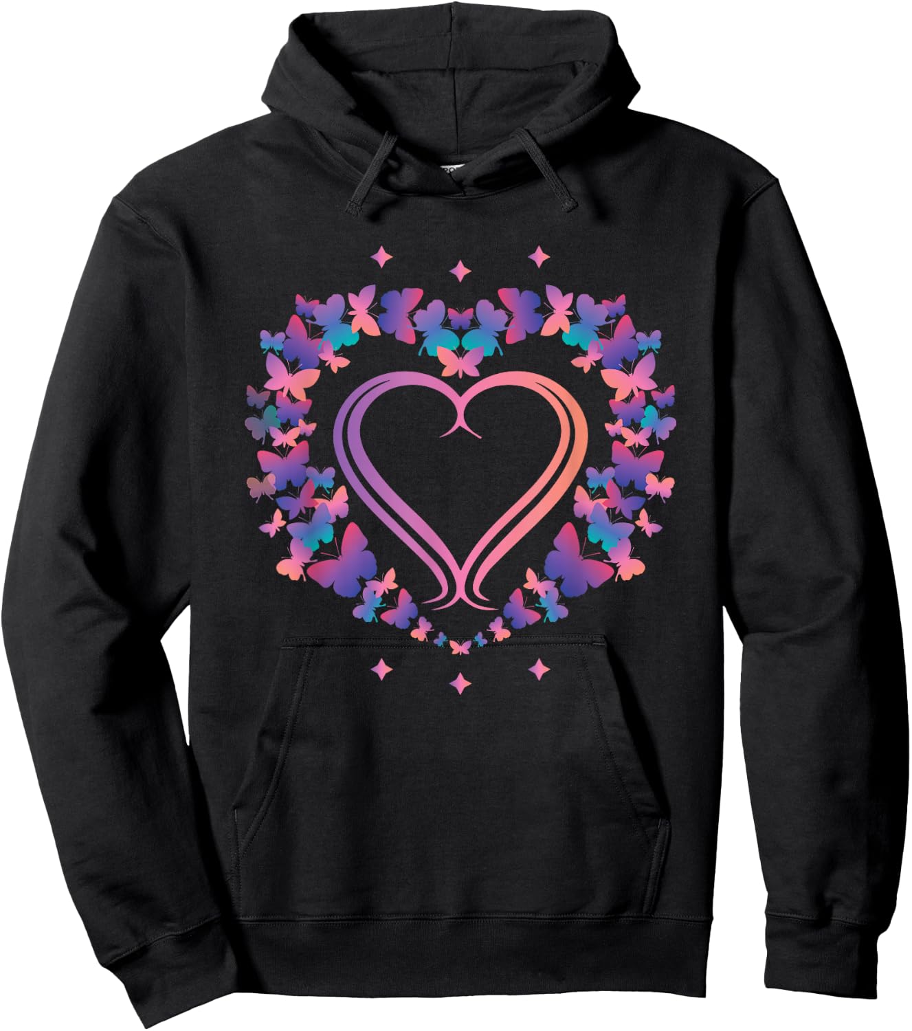 Heart Shaped Butterfly Hoodie - Hoodie | Black