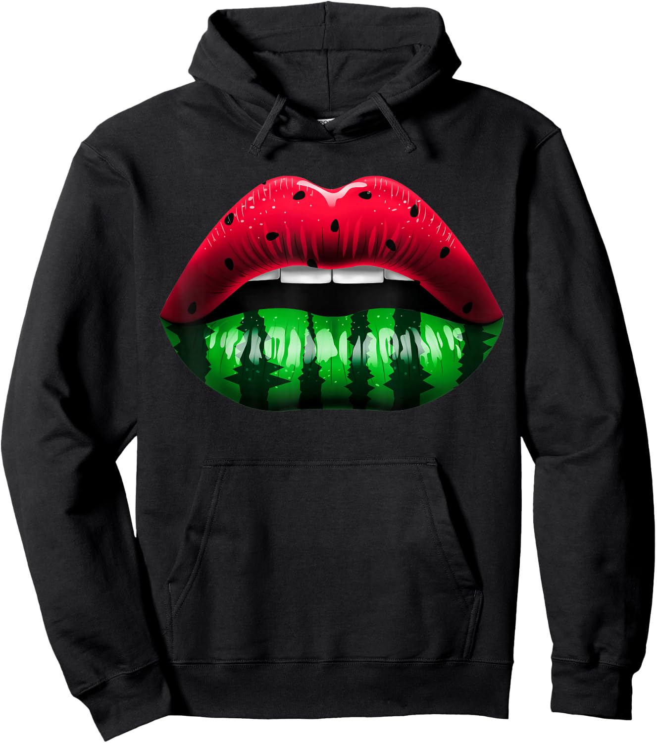 Watermelon Lips Funny Watermelon Day Women Sexy Lips Hoodie - Hoodie | Black