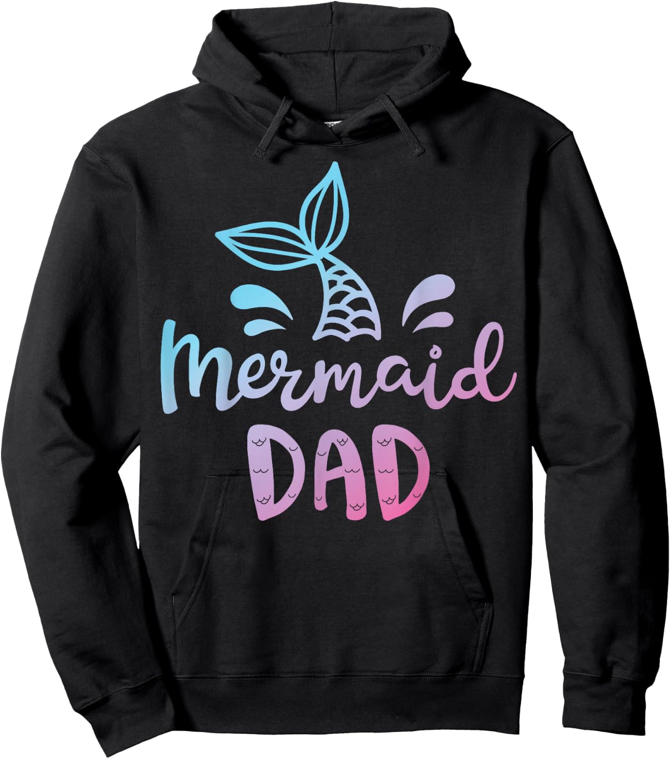 Mermaid Dad Funny Merman Daddy Dad Family Matching Birthday Hoodie - Hoodie | Black